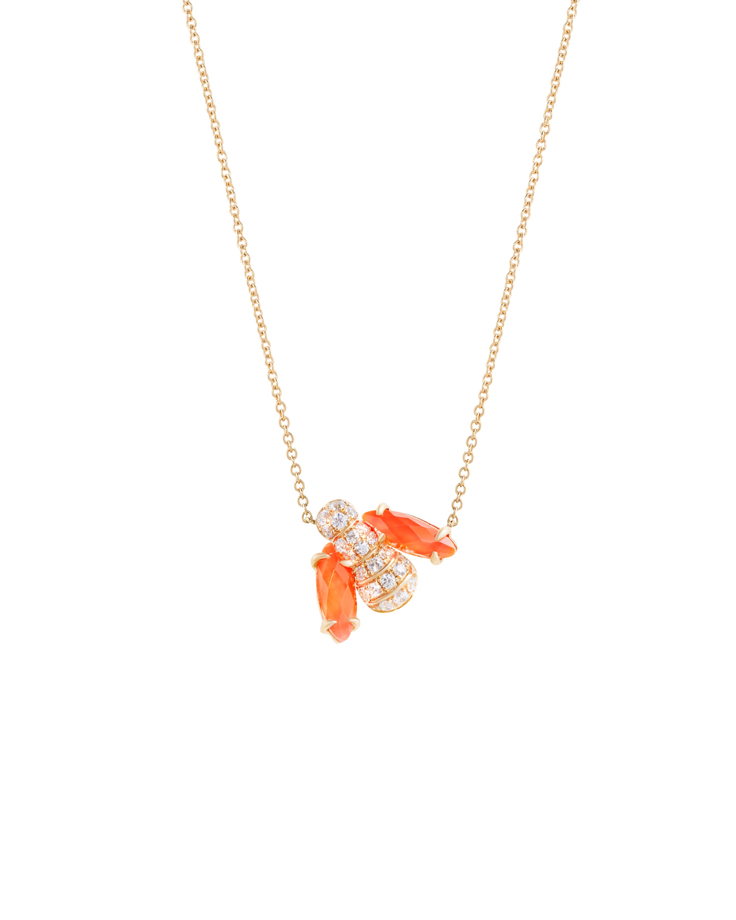 Pannalino Baby Bee Necklace in Coral and White Topaz