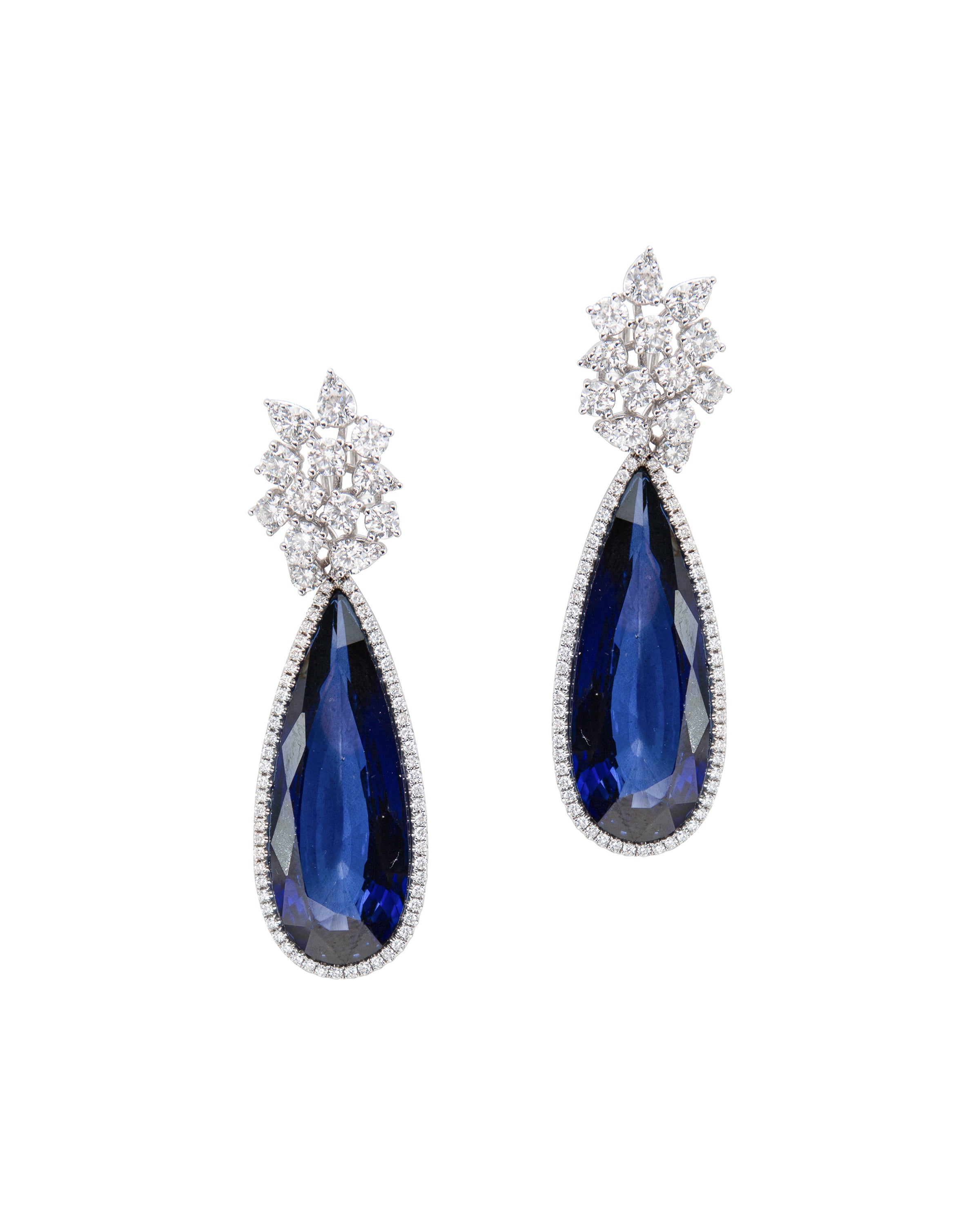 Twinkling Diamond and Reconstructed Sapphire Drop Earrings