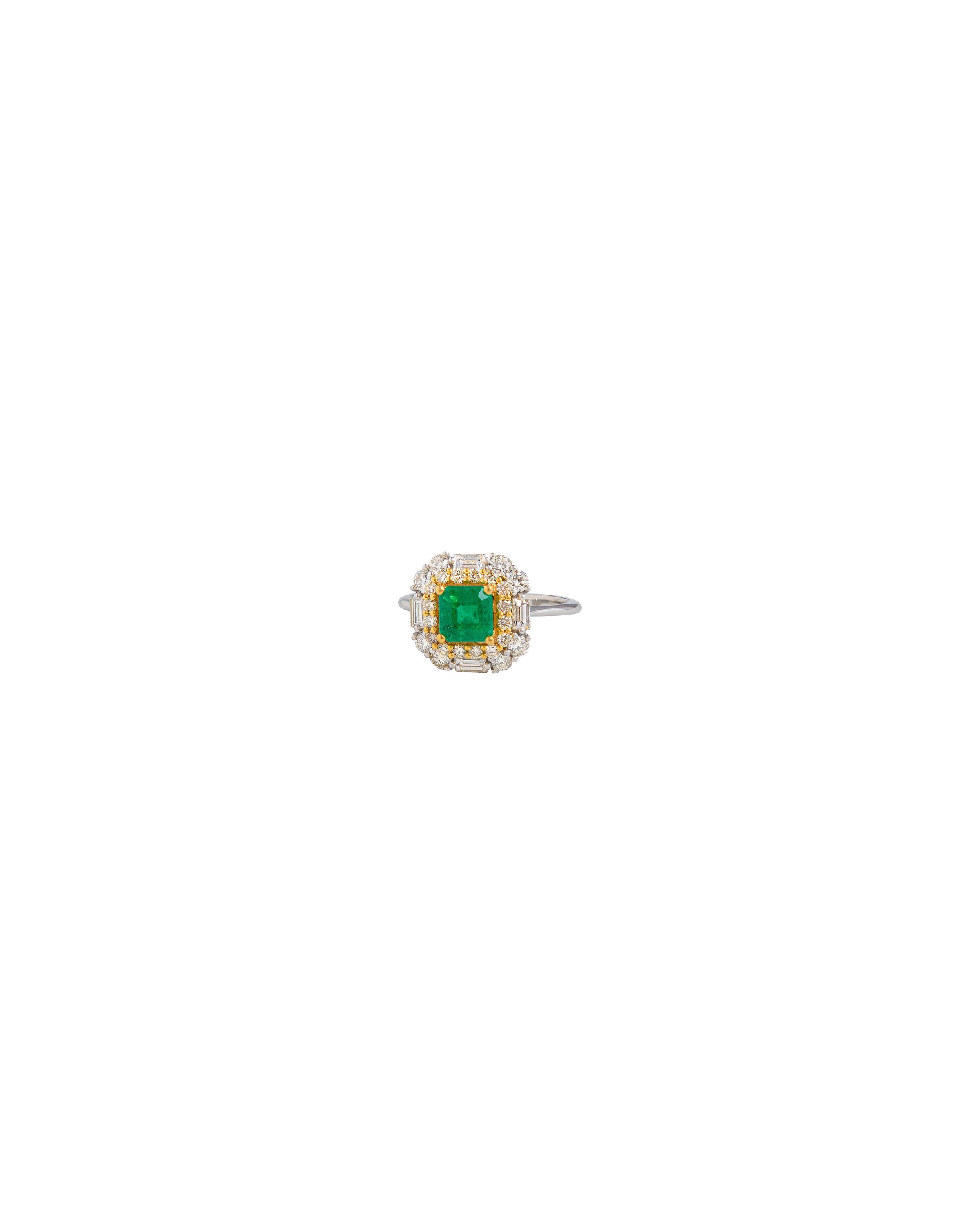 Petit Emerald and Diamond Ring