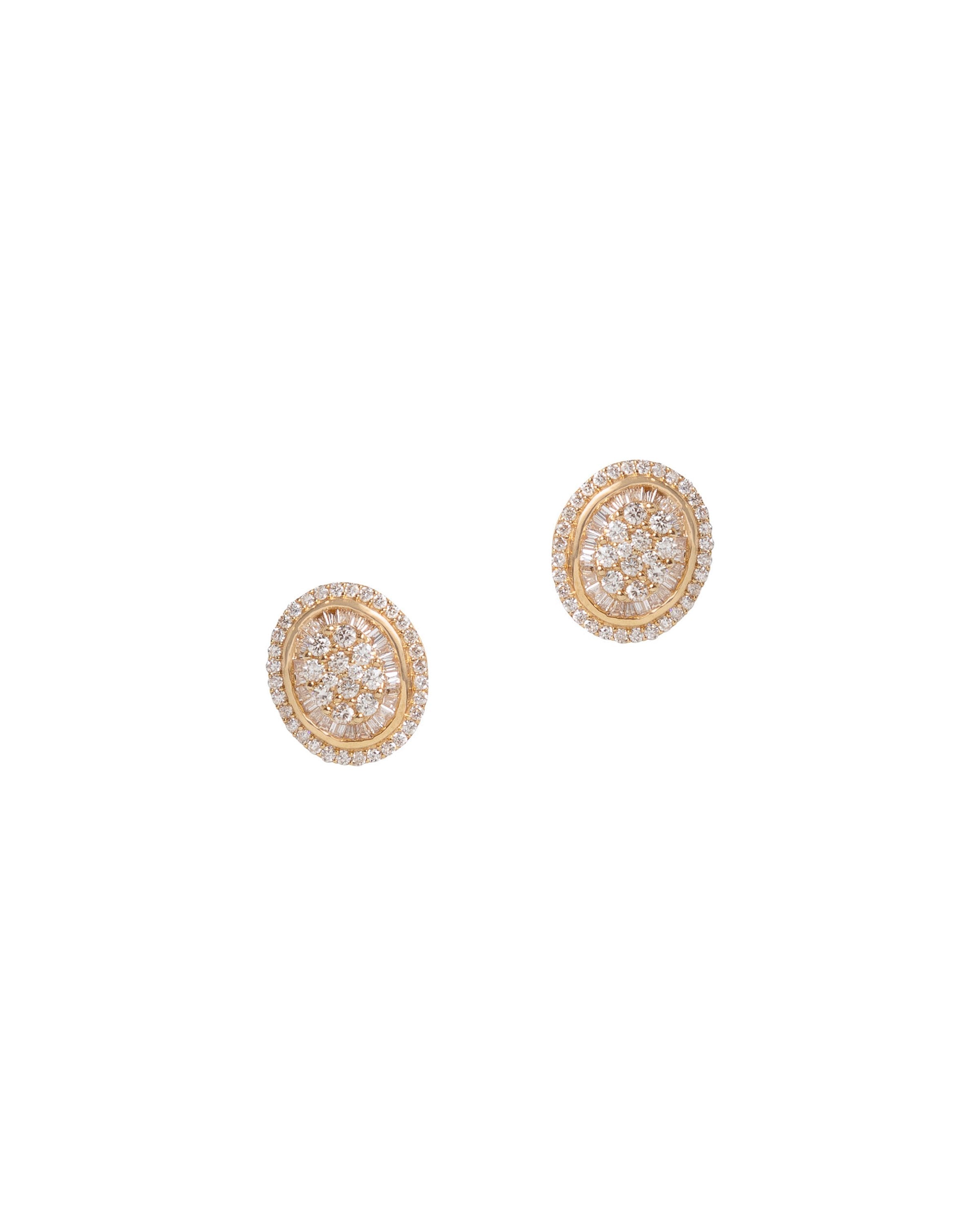 Oval Baguette Diamond Studs