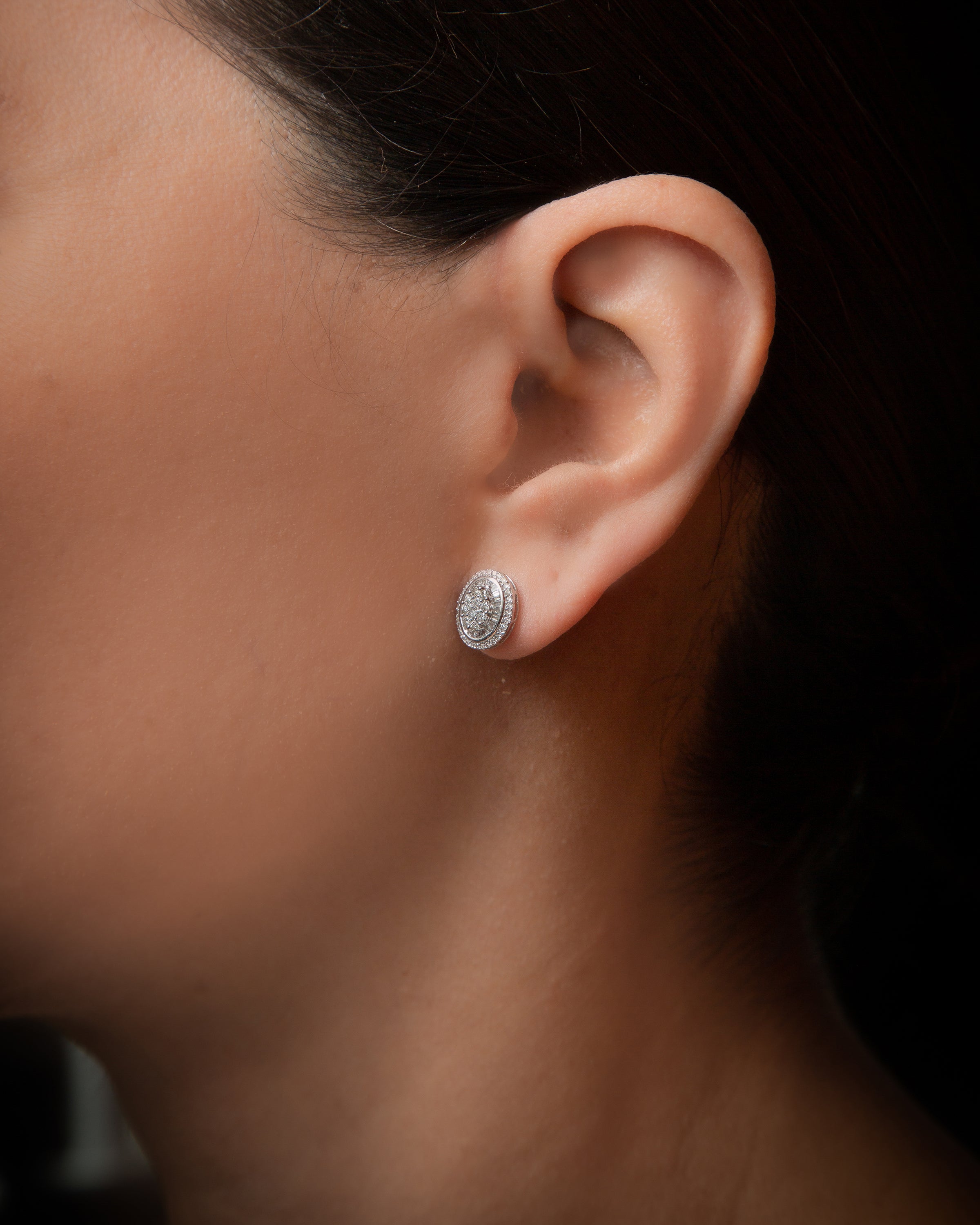 Oval Baguette Diamond Studs