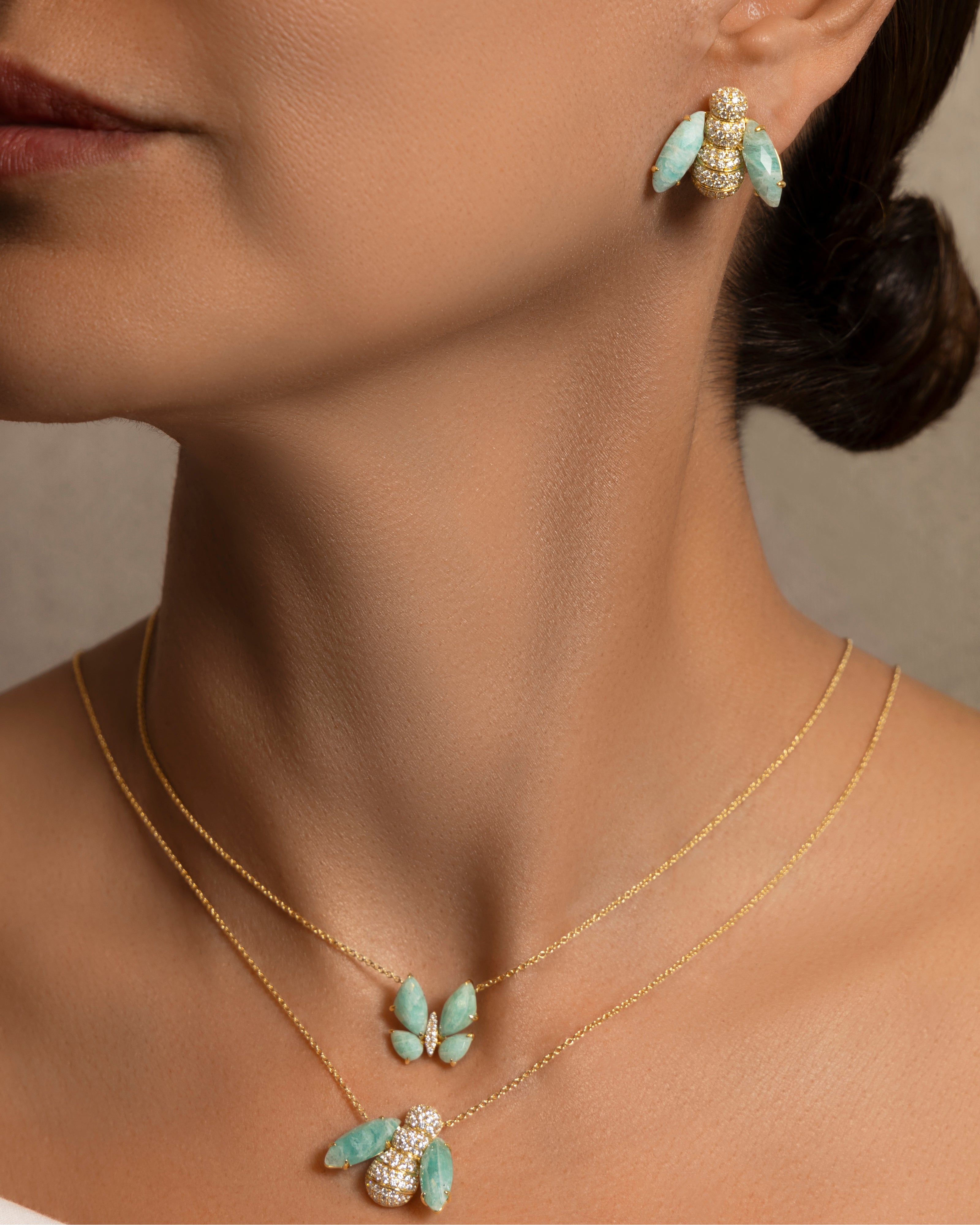 Fauna Small Butterfly Necklace in Amazonite