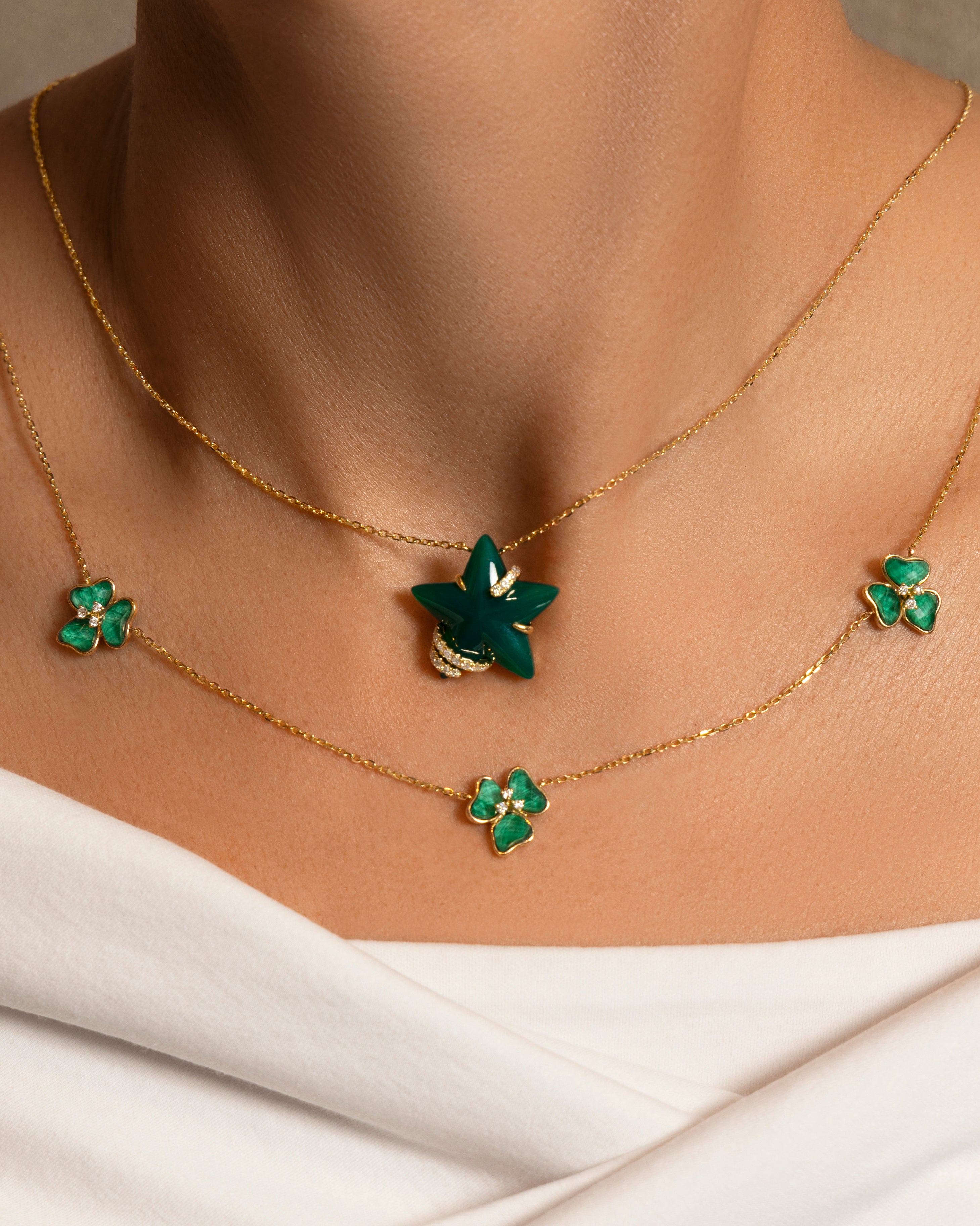 Stella Luna Necklace in Green Agate