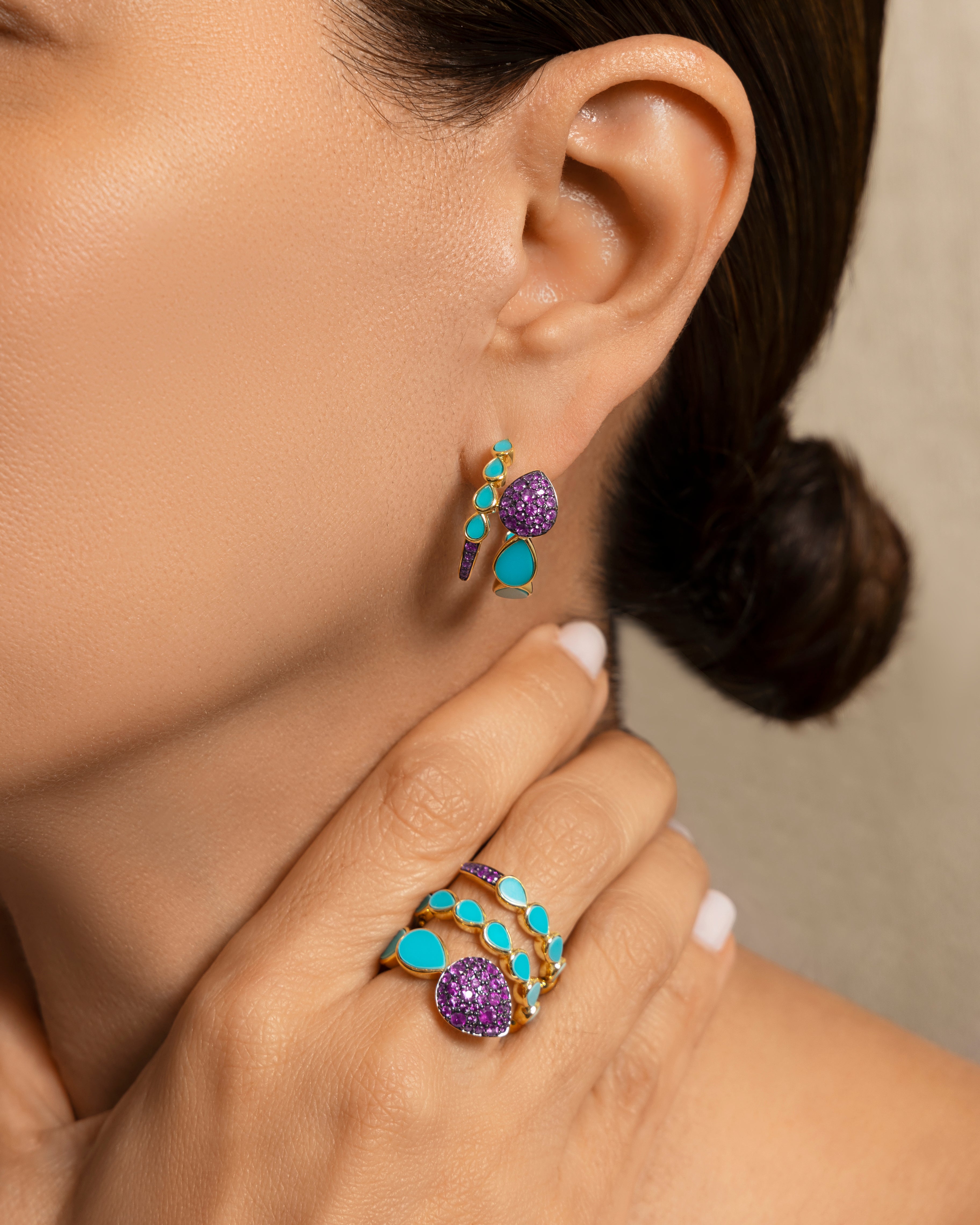Las Boas Amethyst and Turquoise Earrings