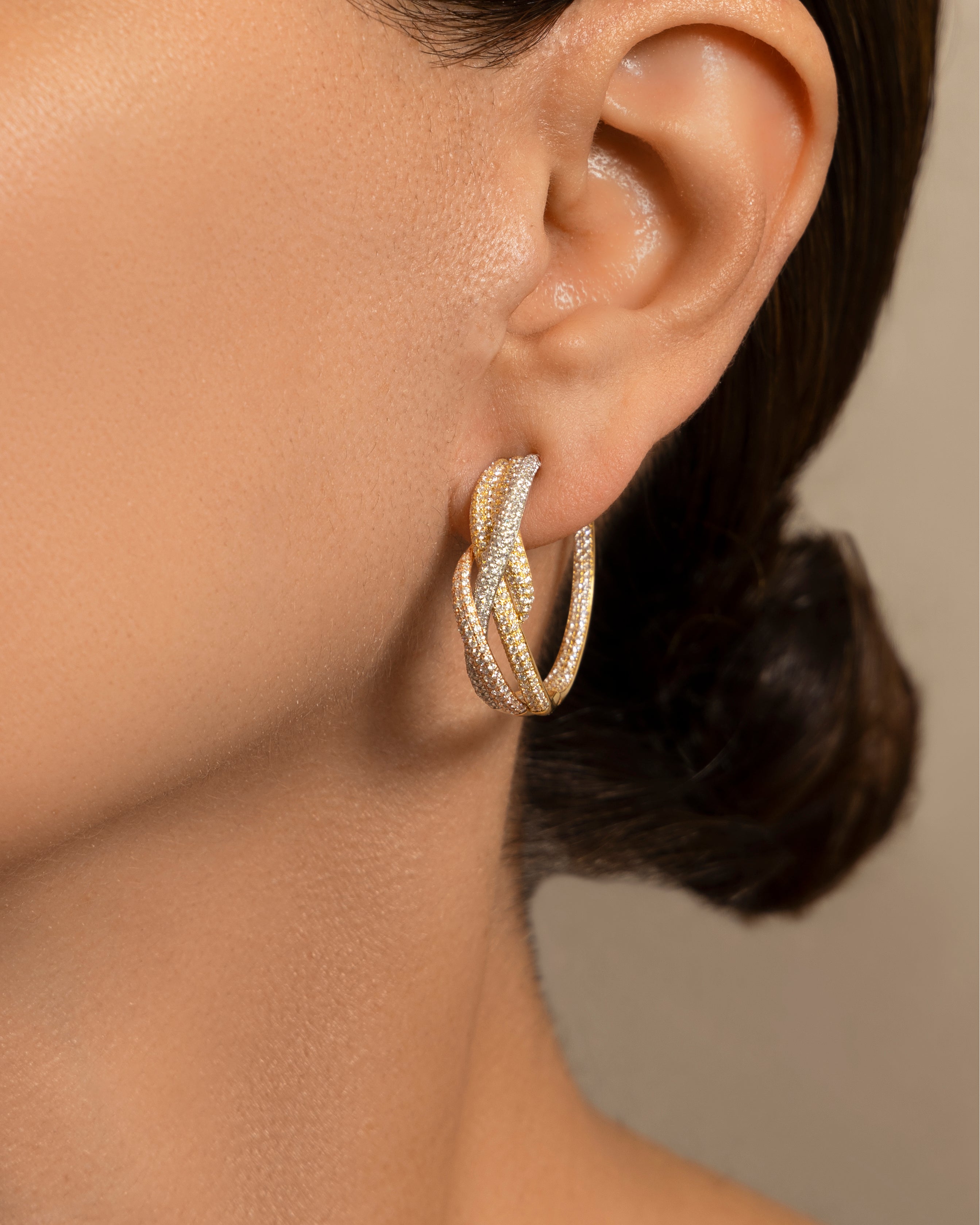 Knotted Diamond Hoop