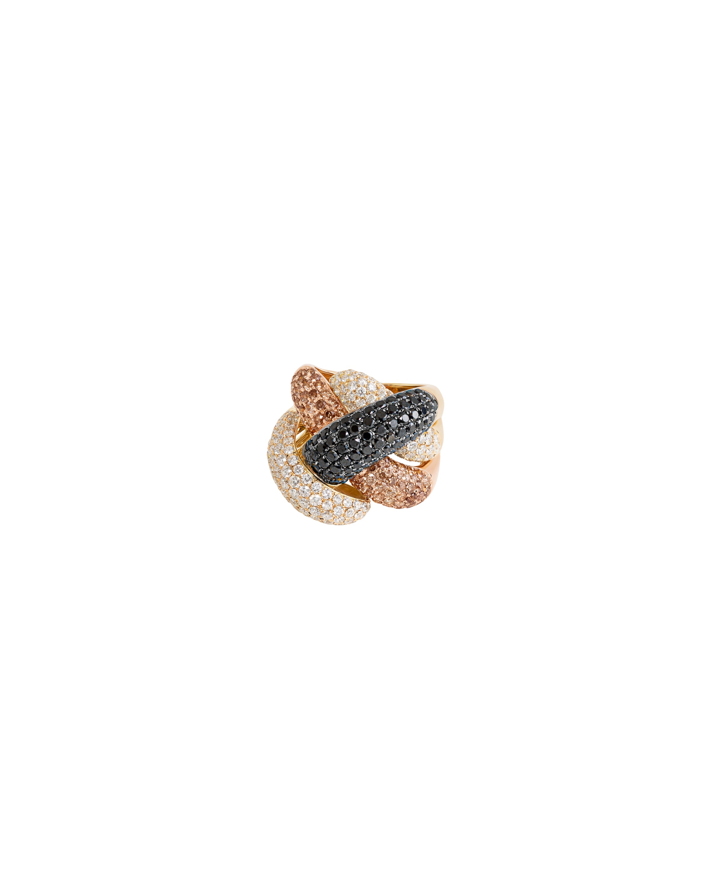 Knotted Multi-Colored Diamond Ring