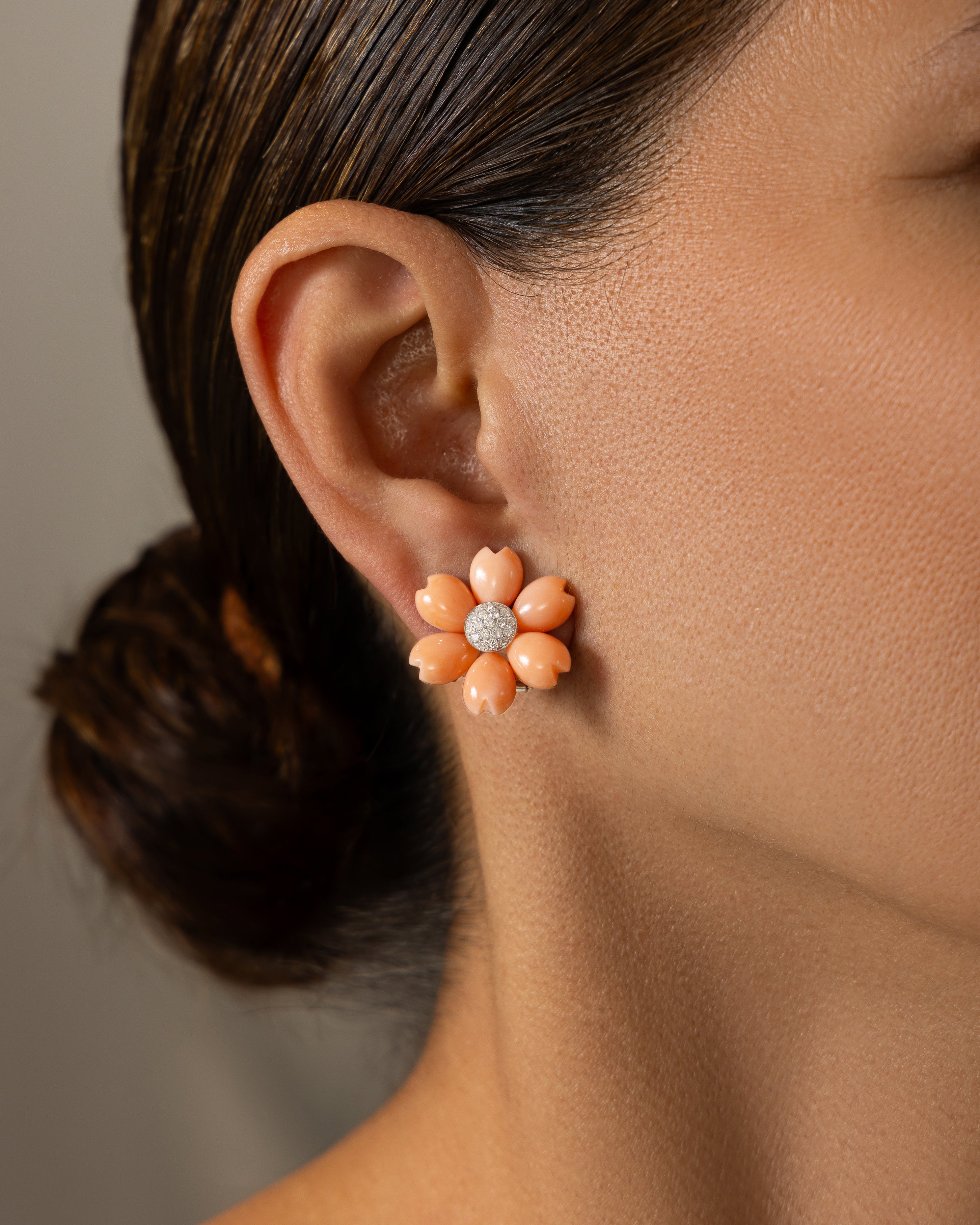 Delicate Coral Floral Earrings