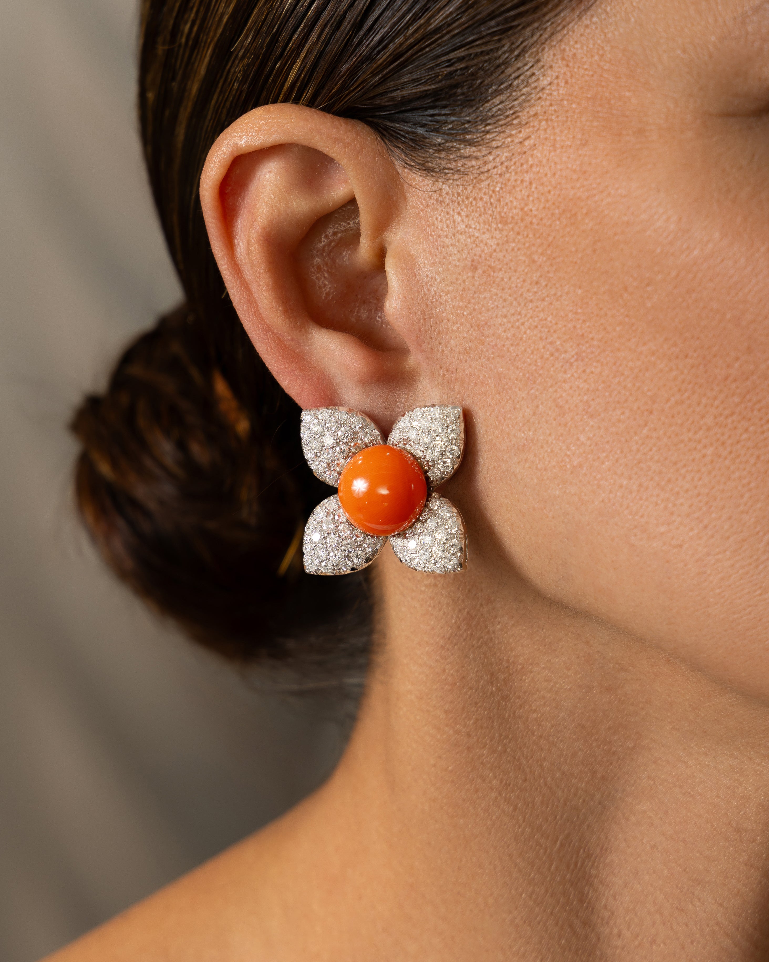 Modern Floral Coral Earrings