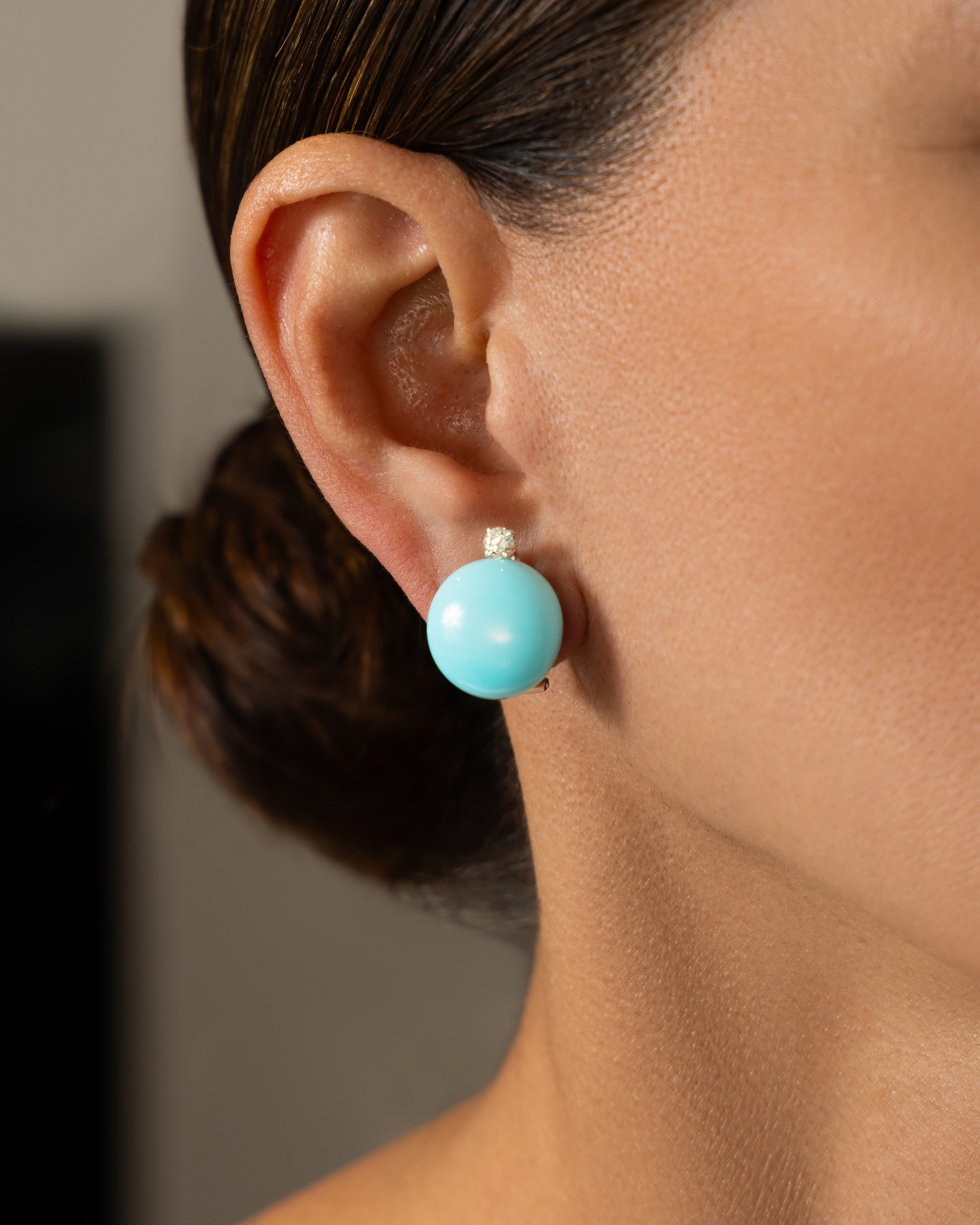 Button Turquoise Earrings