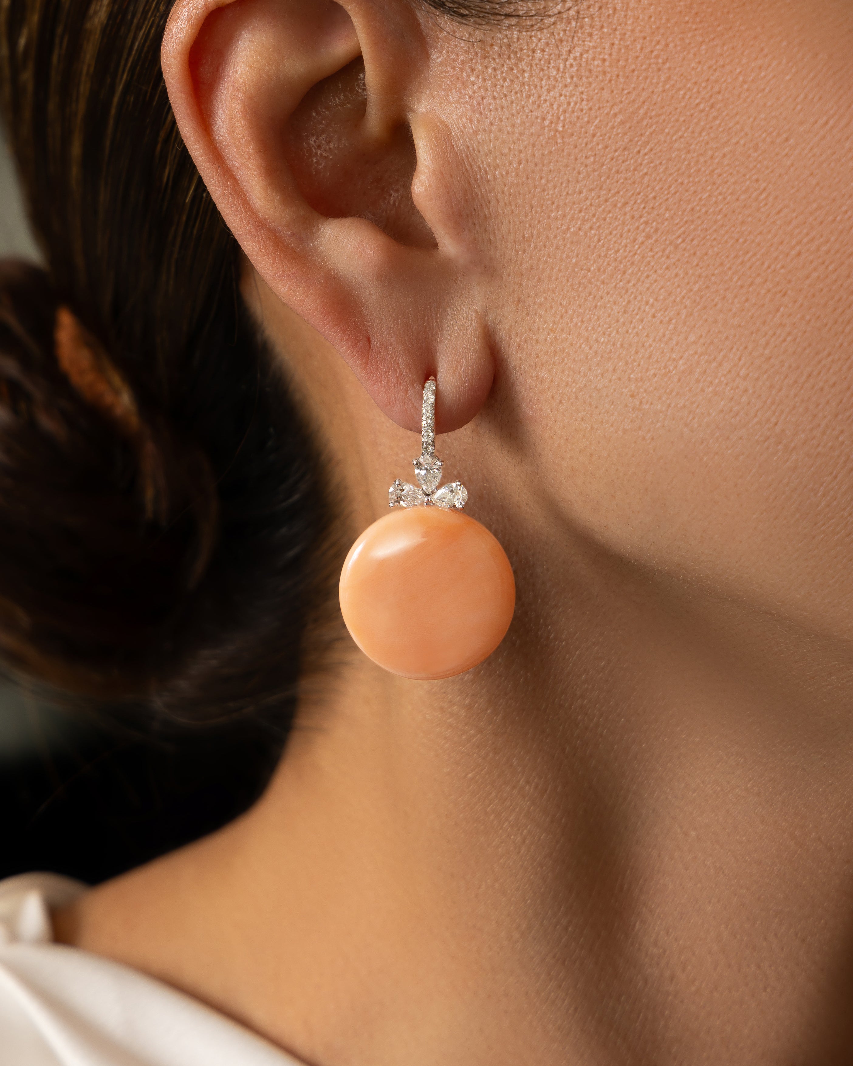 Floral Coral Circle Earrings