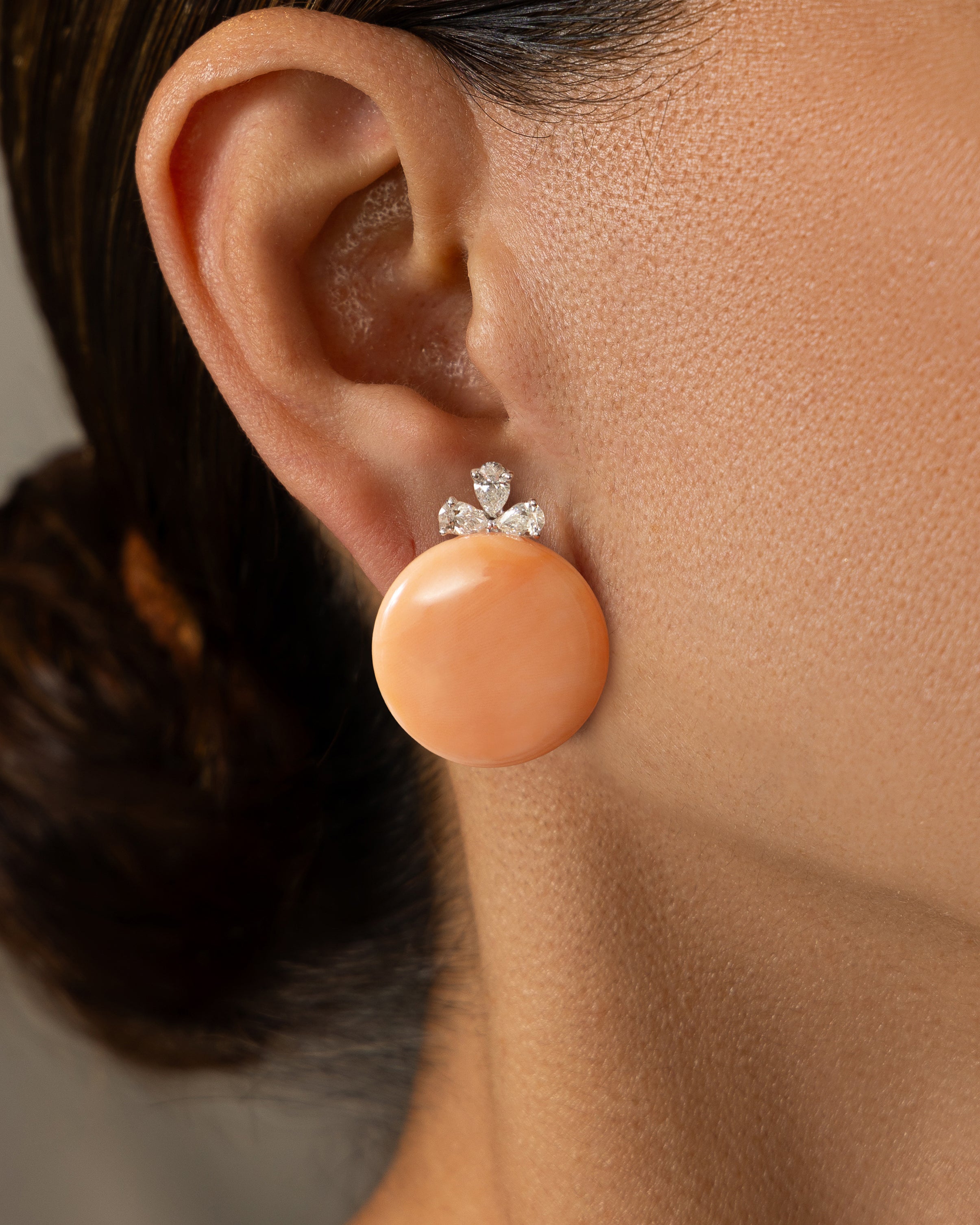 Floral Coral Circle Earrings