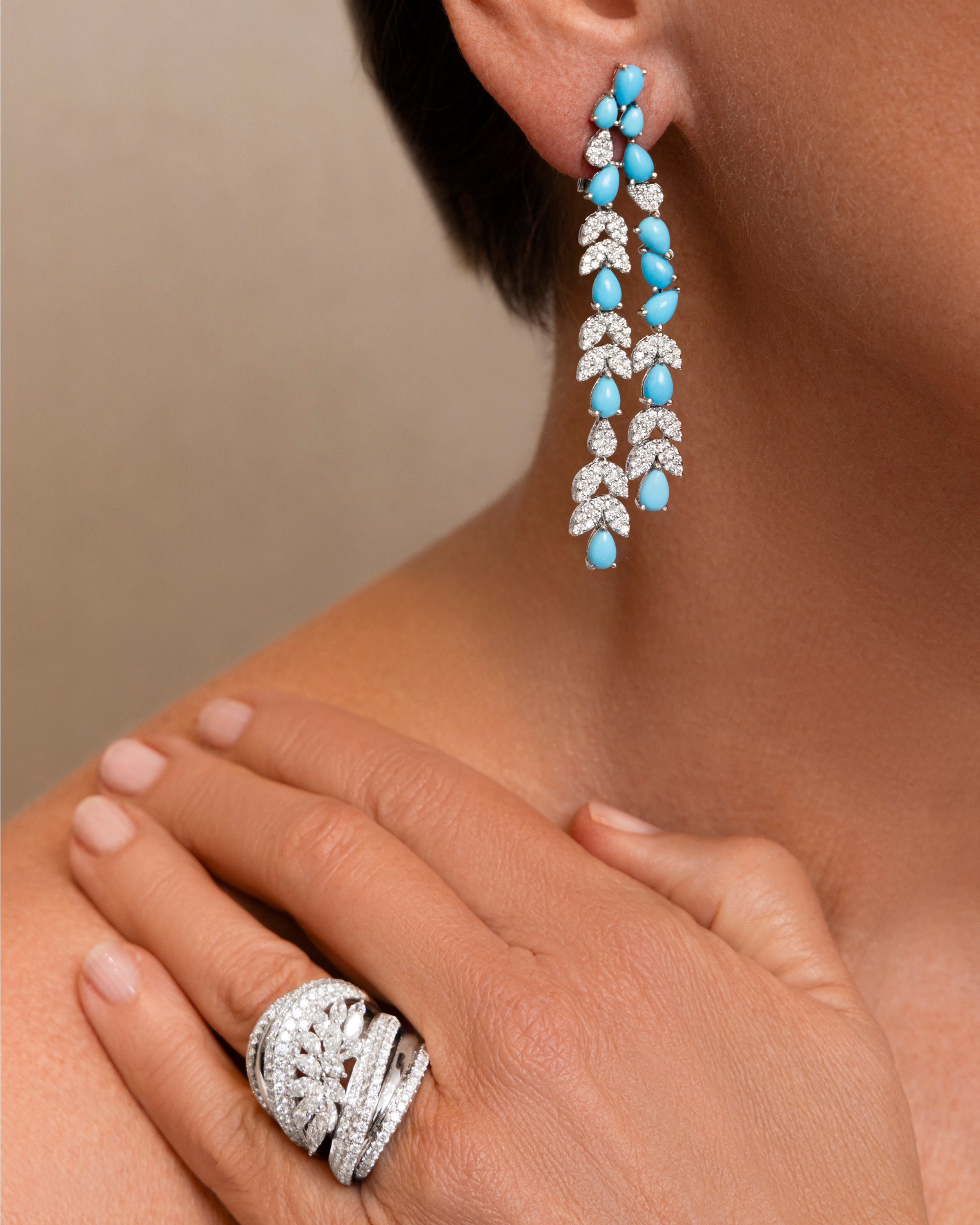 Diamond Floral Crossover Ring