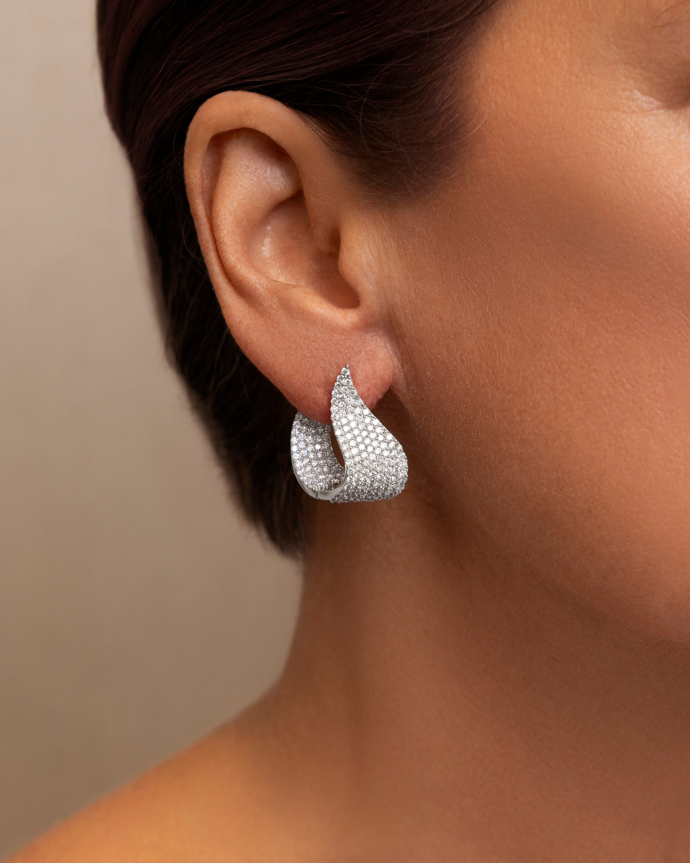 Elegant Diamond Curl Hoops