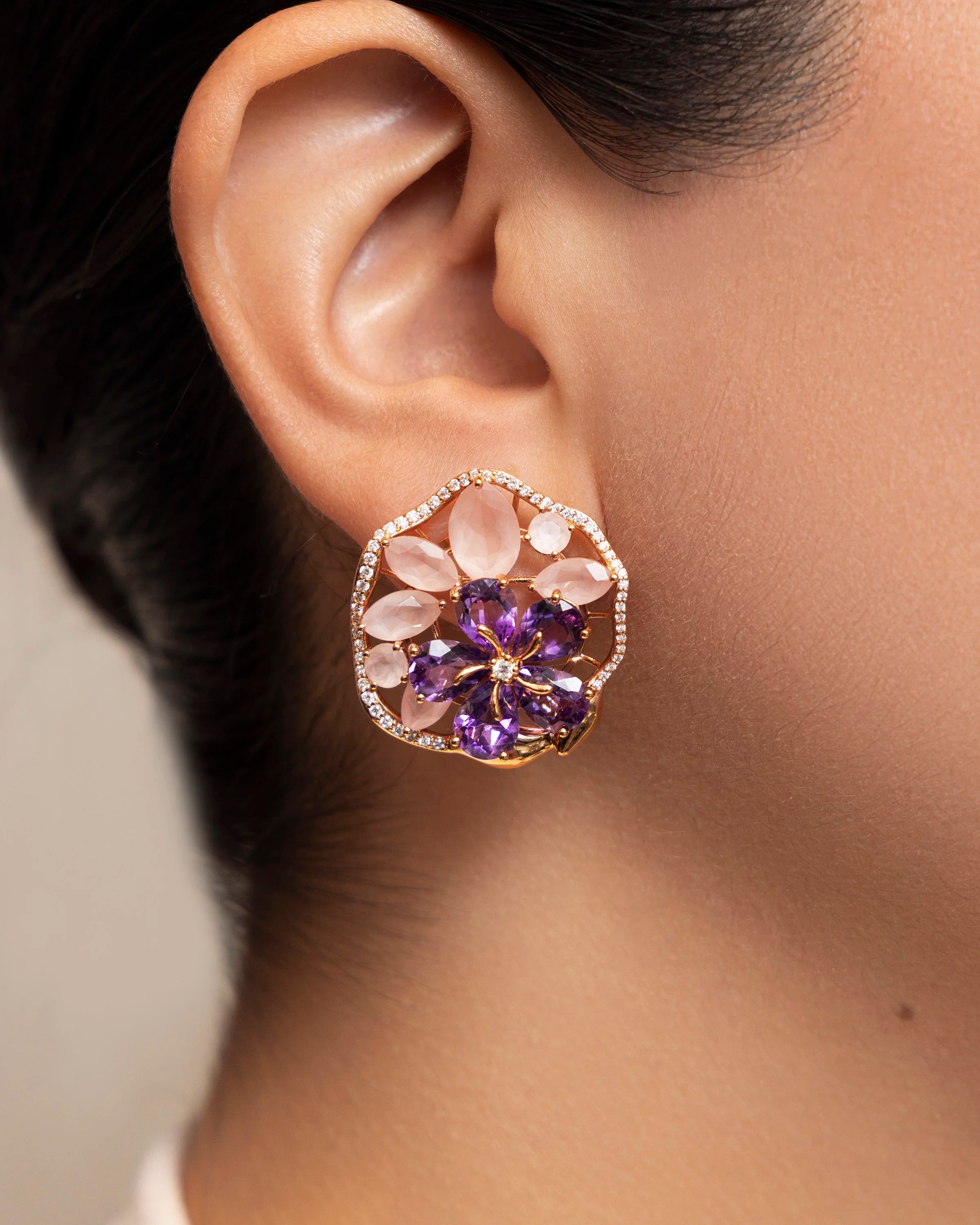 Amethyst Floral Earrings