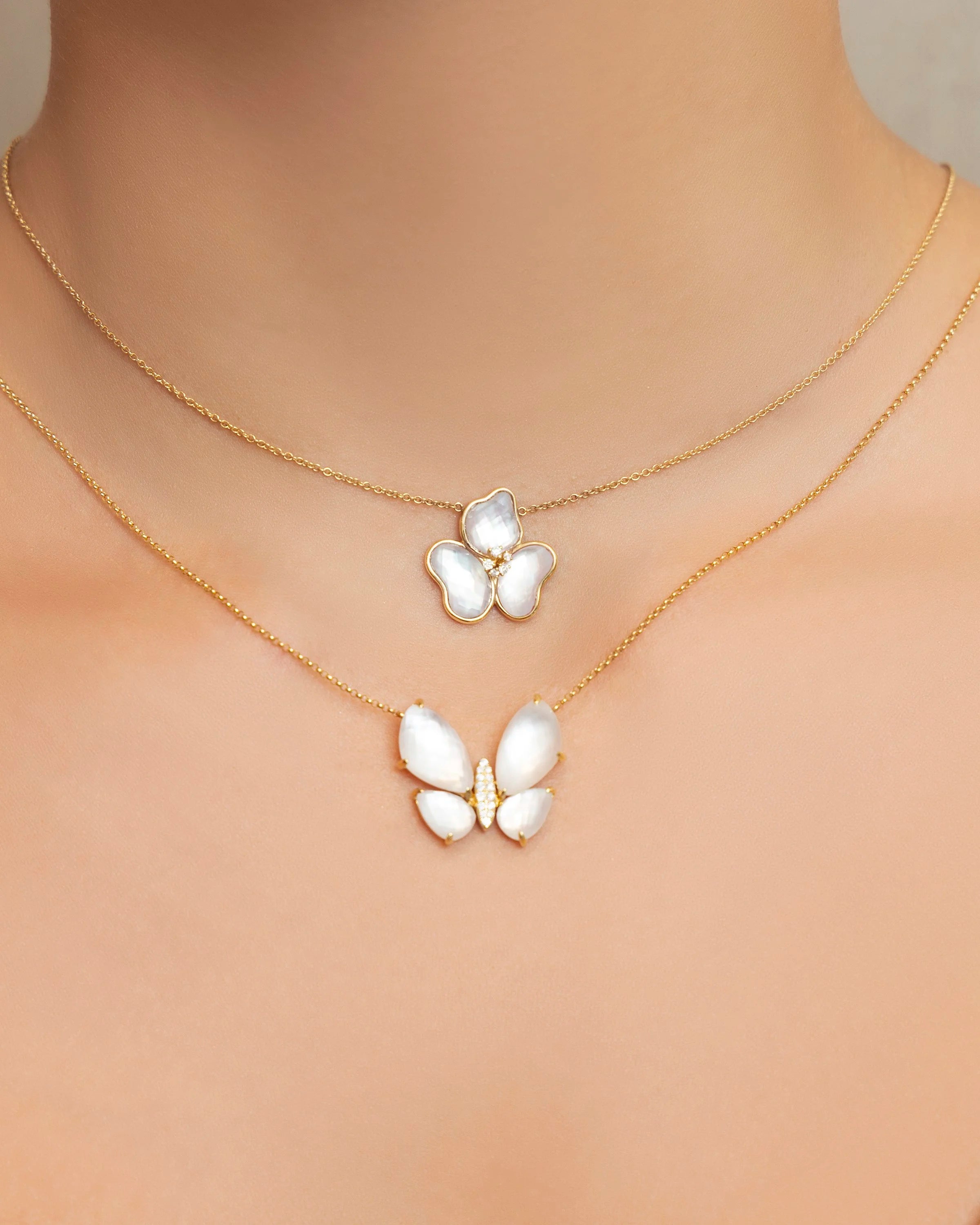 Fauna Large Butterfly Necklace in Mother of Pearl