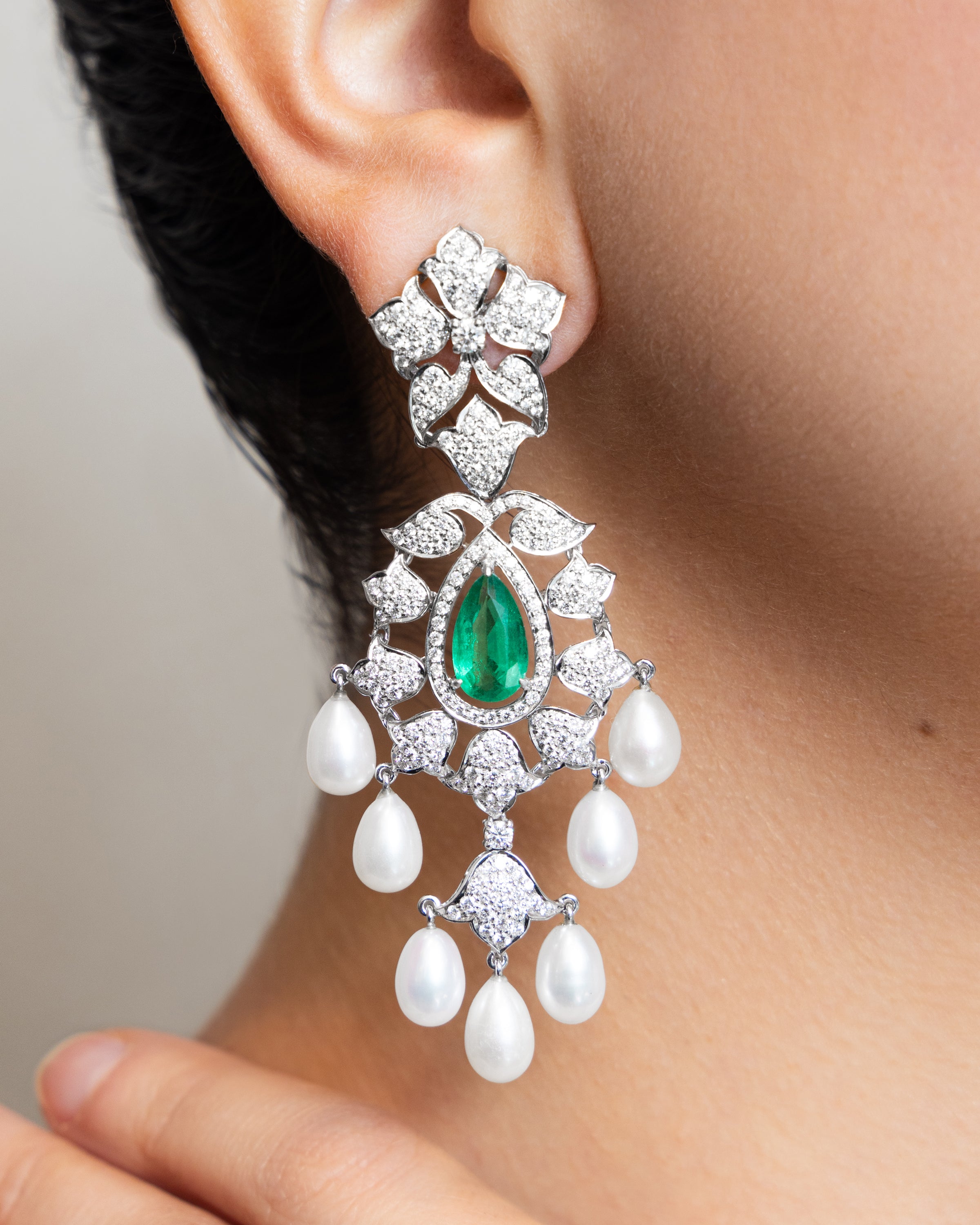 Spectacular Pearl Double Drop Earrings