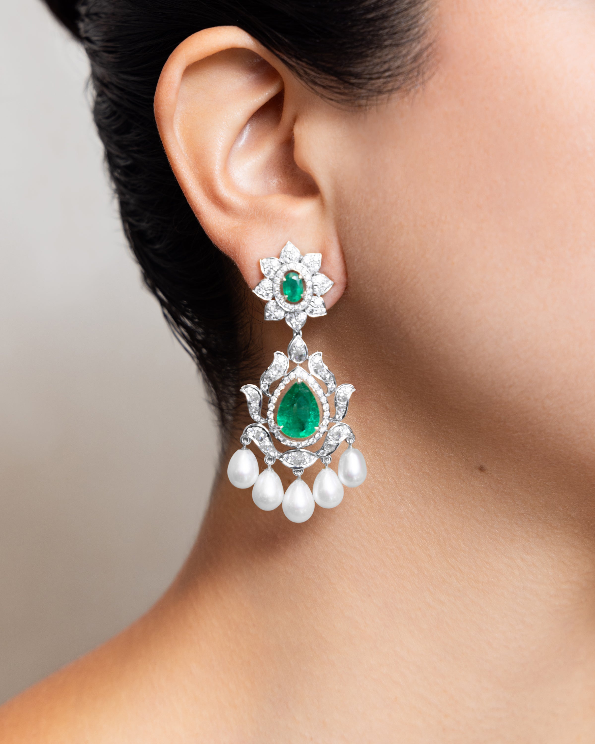 Magical Emerald and Pearl Earrings