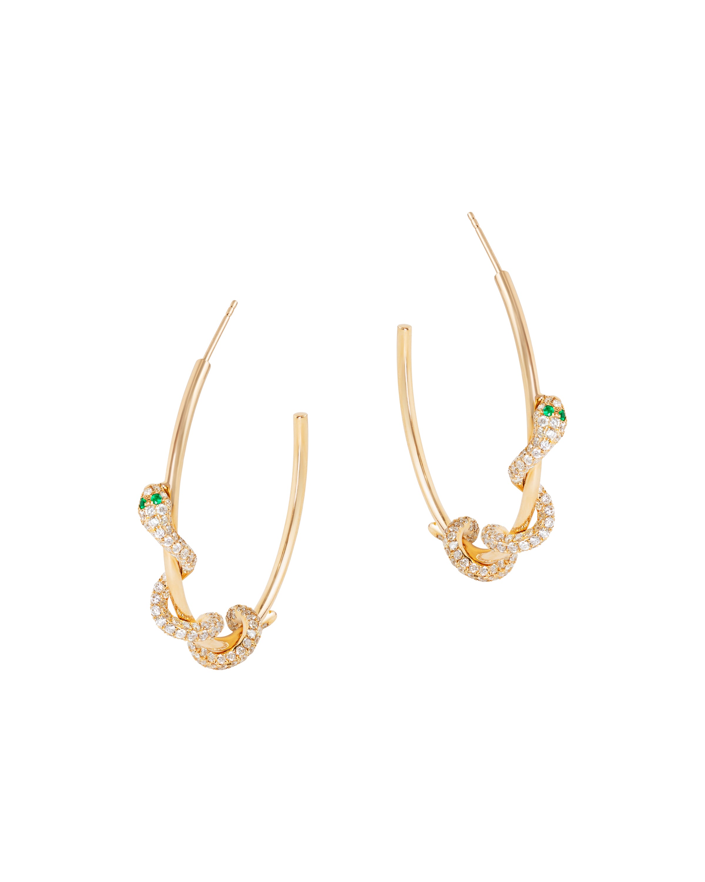 La Serpiente Diamond and Emerald Hoops
