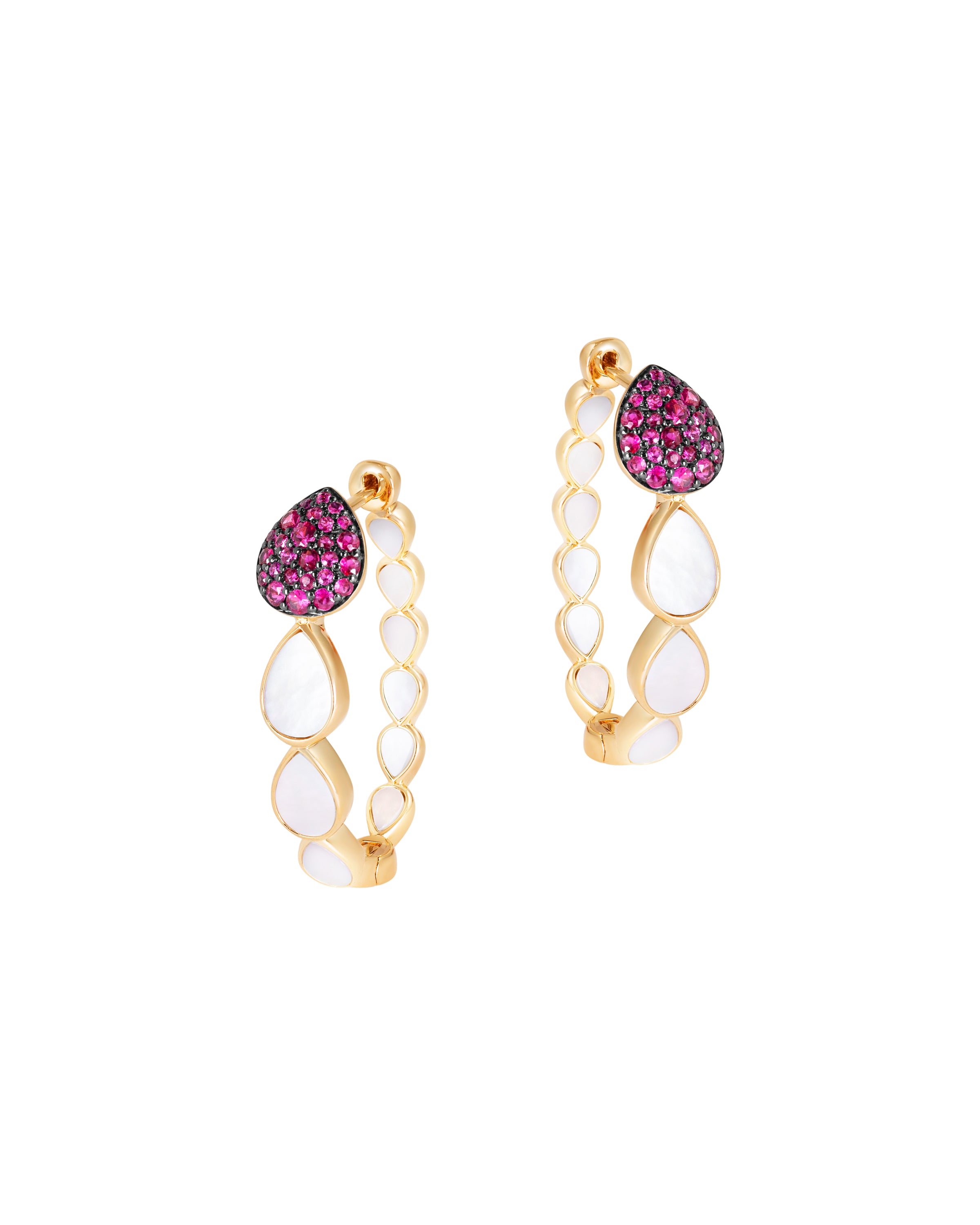 Las Boas Ruby and Mother of Pearl Hoops