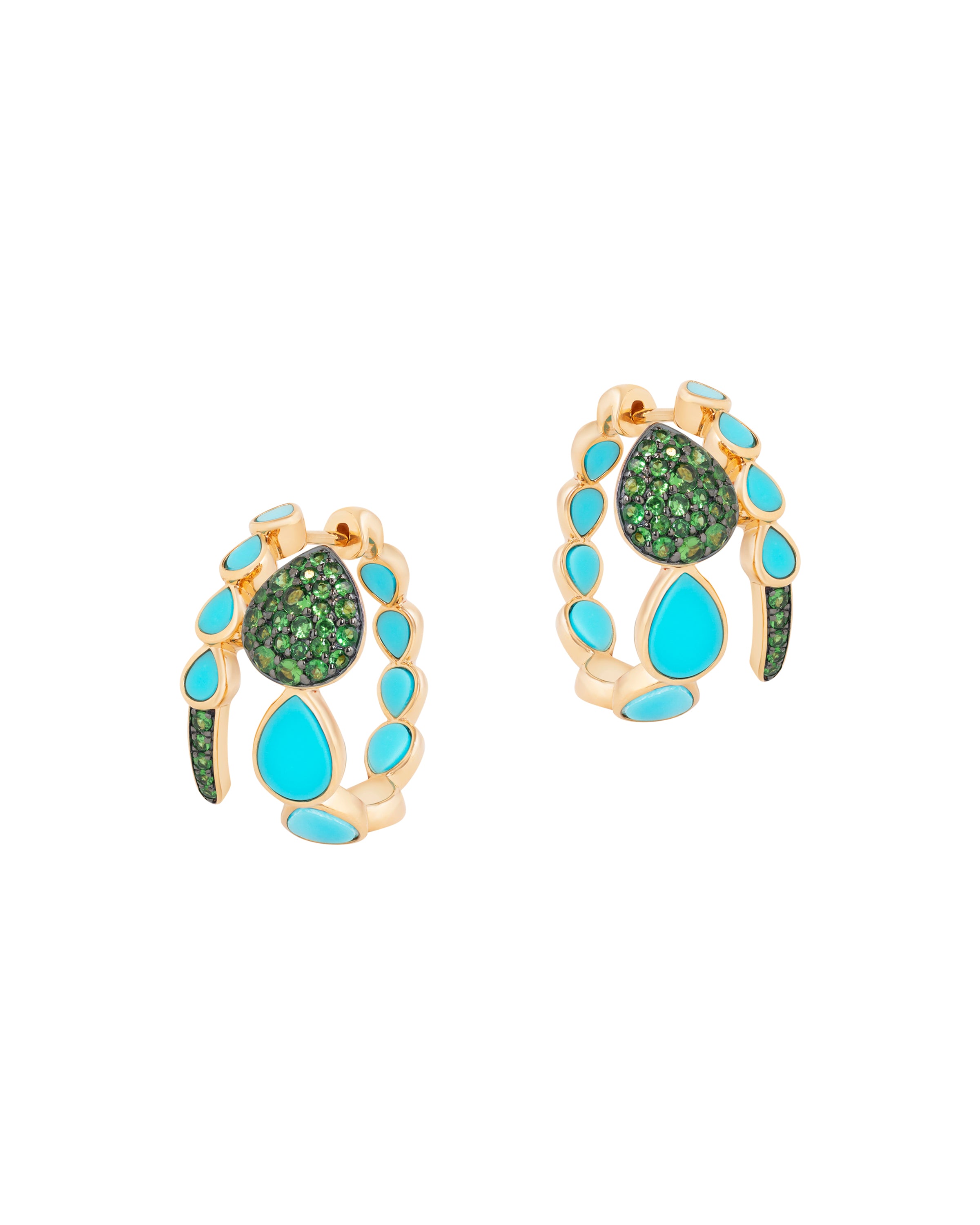 Las Boas Green Garnet and Turquoise Earrings
