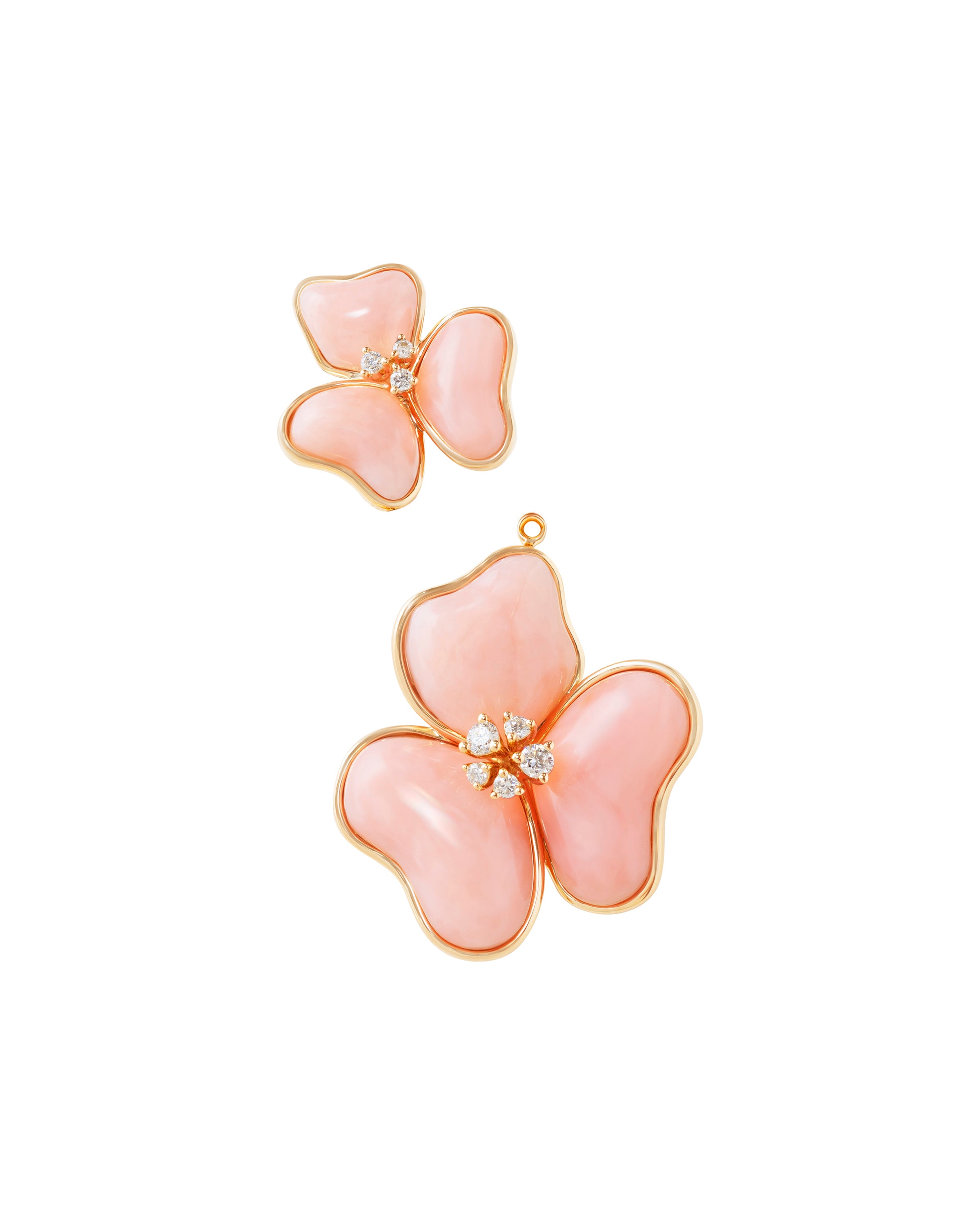 Il Petalo Multi Fiori Drop Earrings in Pink Opal
