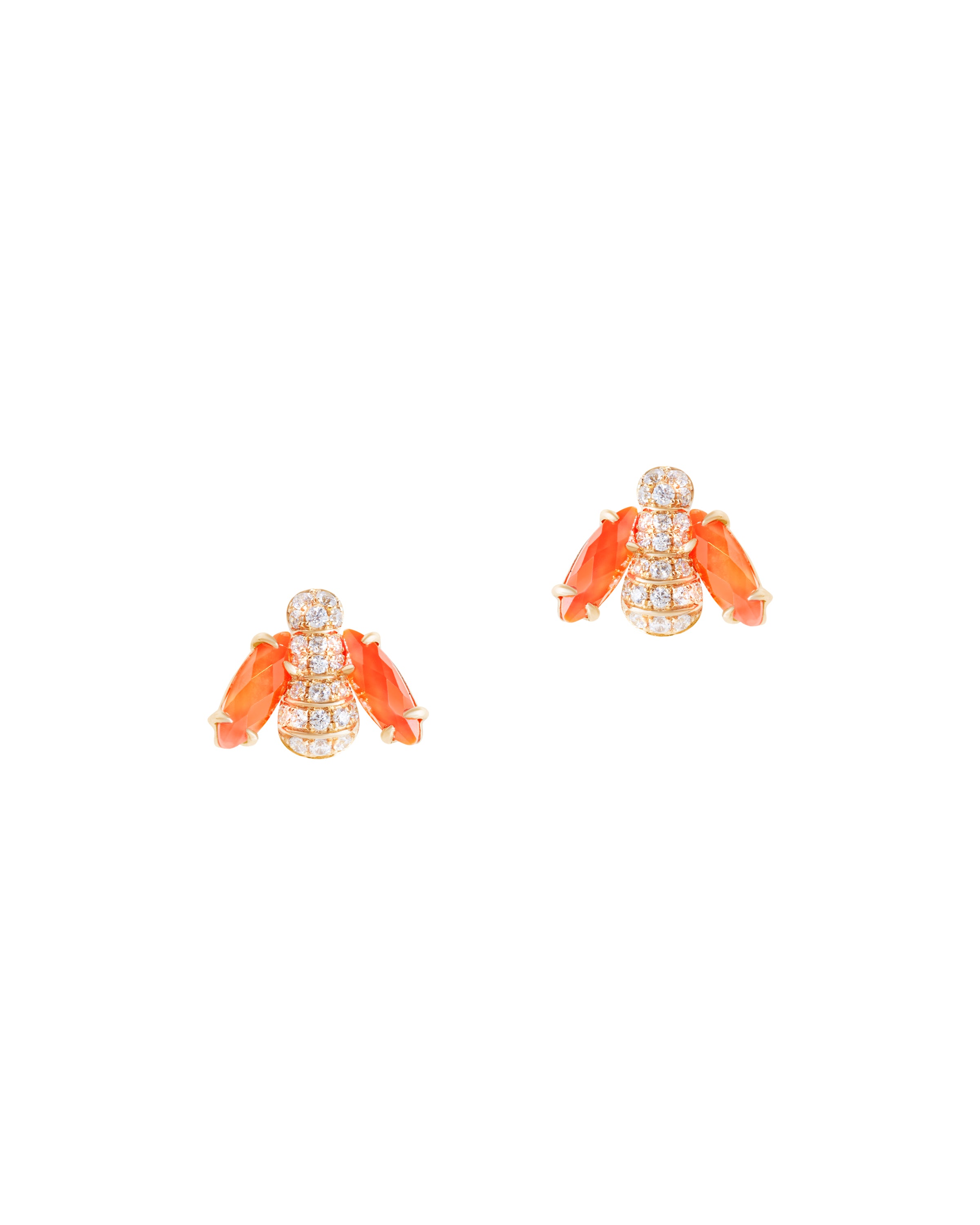 Pannalino Baby Bee Earrings in Coral and White Topaz