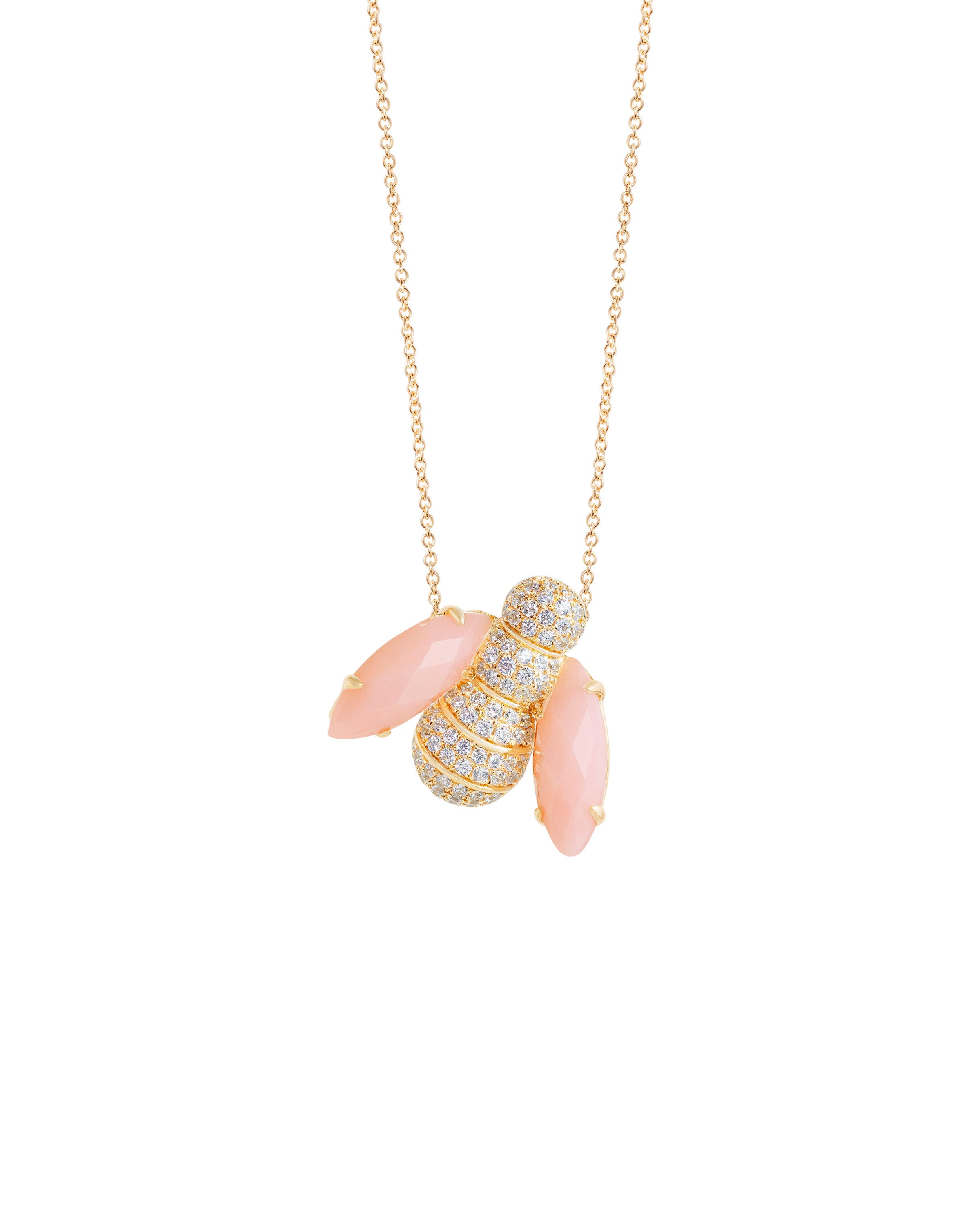 Pannalino Bee Necklace in Pink Opal and White Topaz