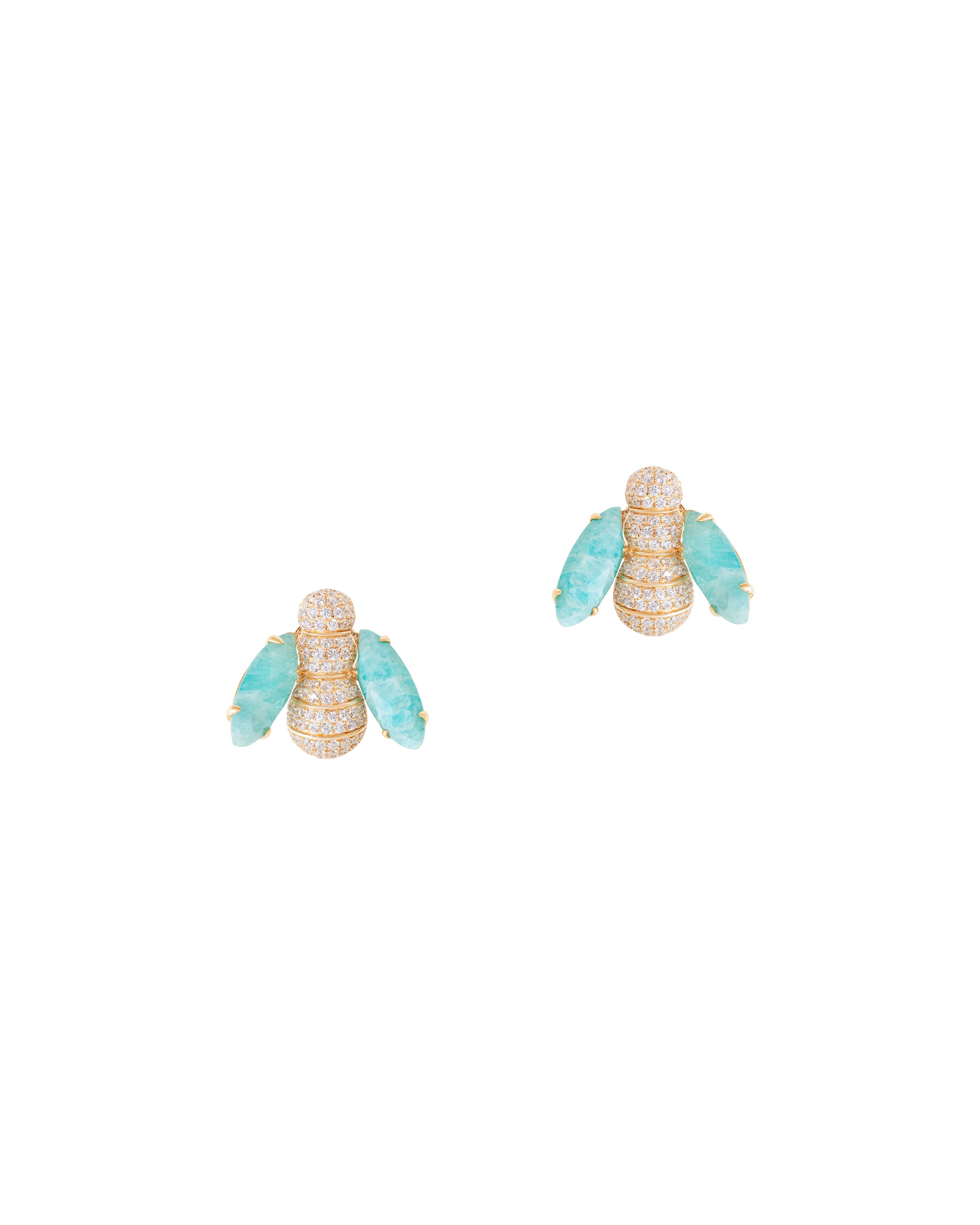Pannalino Baby Bee Earrings in Amazonite and White Topaz