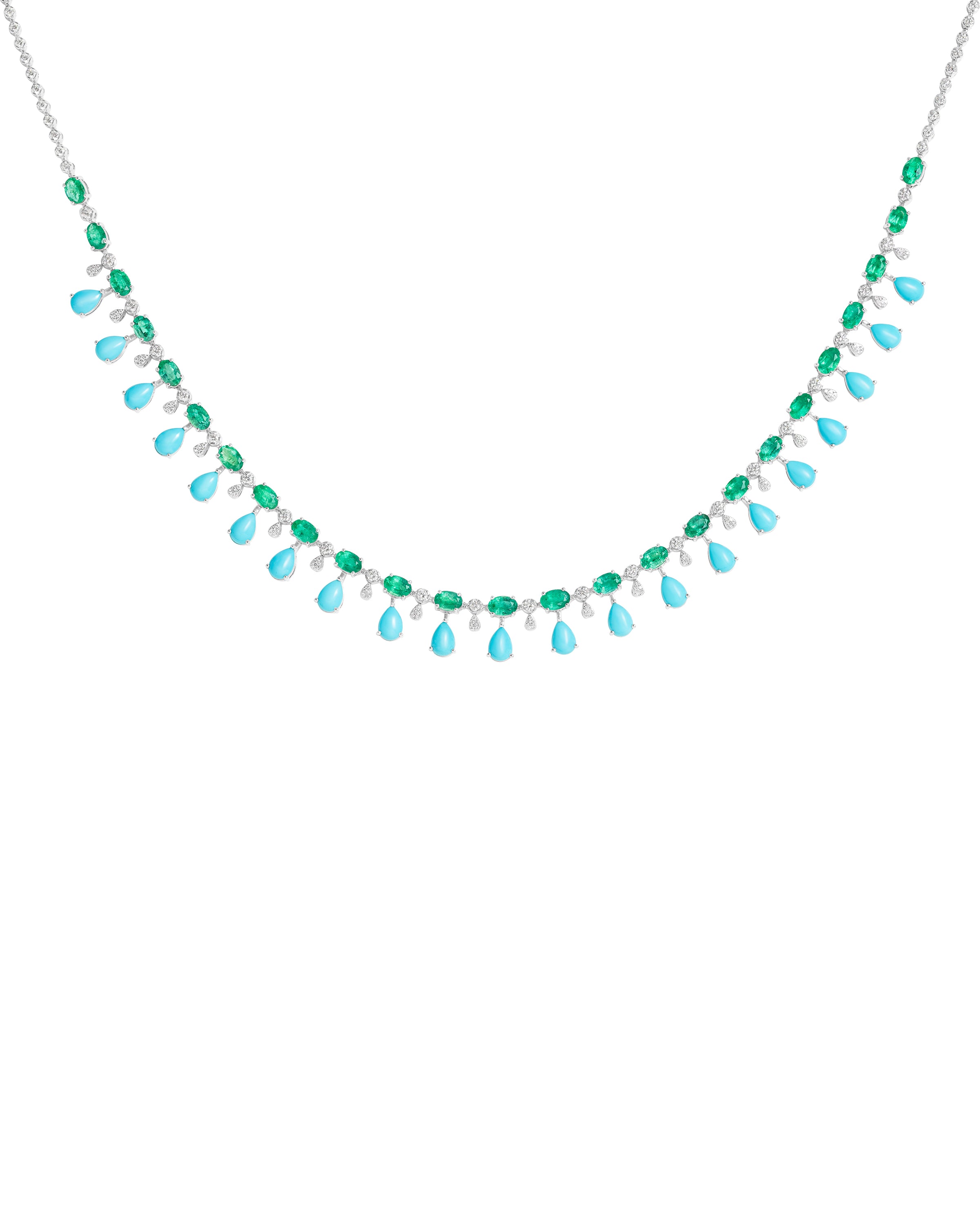 Emerald and Turquoise Teardrops Necklace