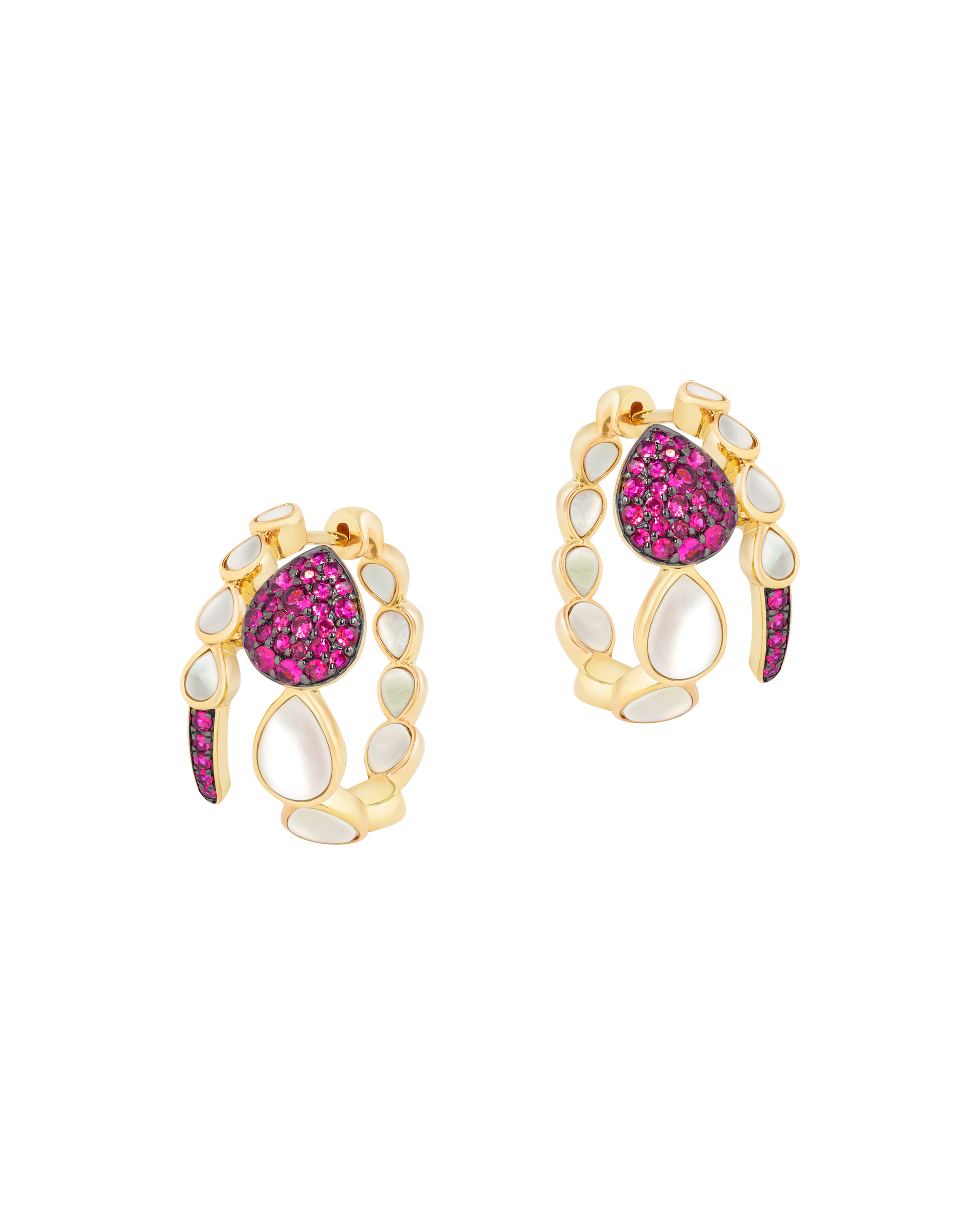 Las Boas Ruby and Mother of Pearl Earrings