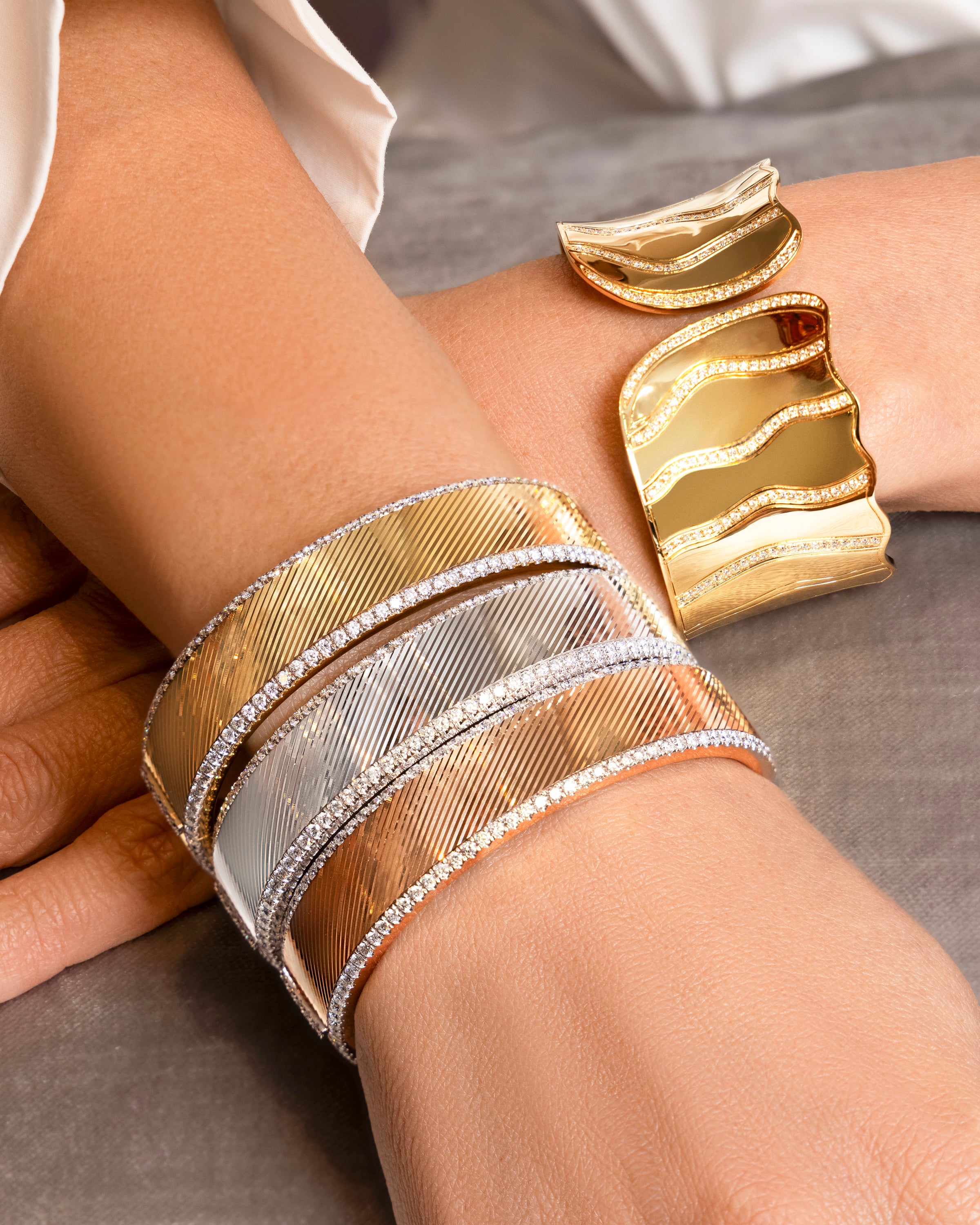 Mia Luna Gold and Diamond Wave Cuff