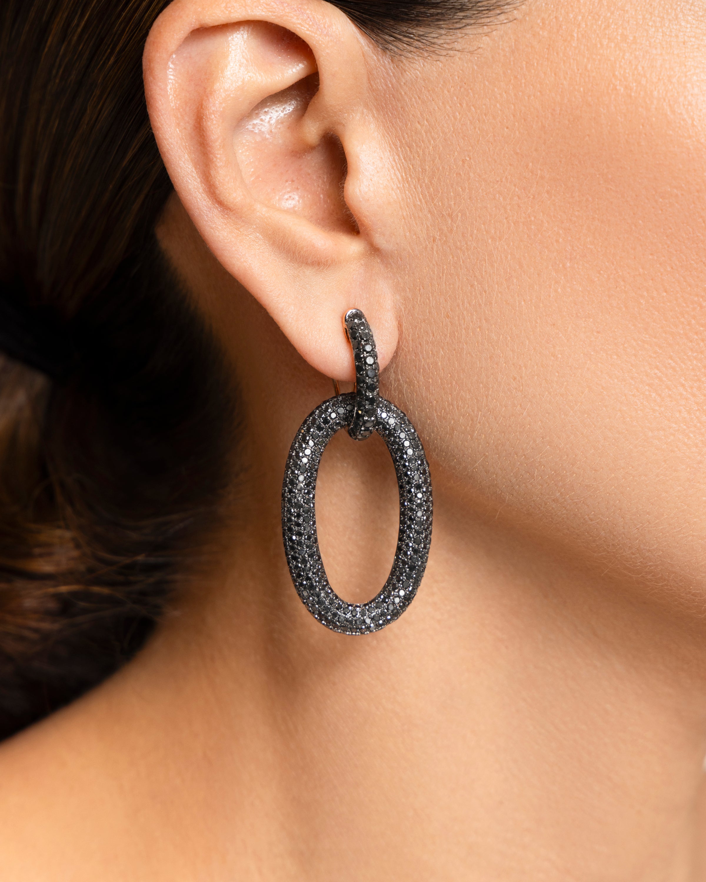 Double Drop Black Diamond Earrings