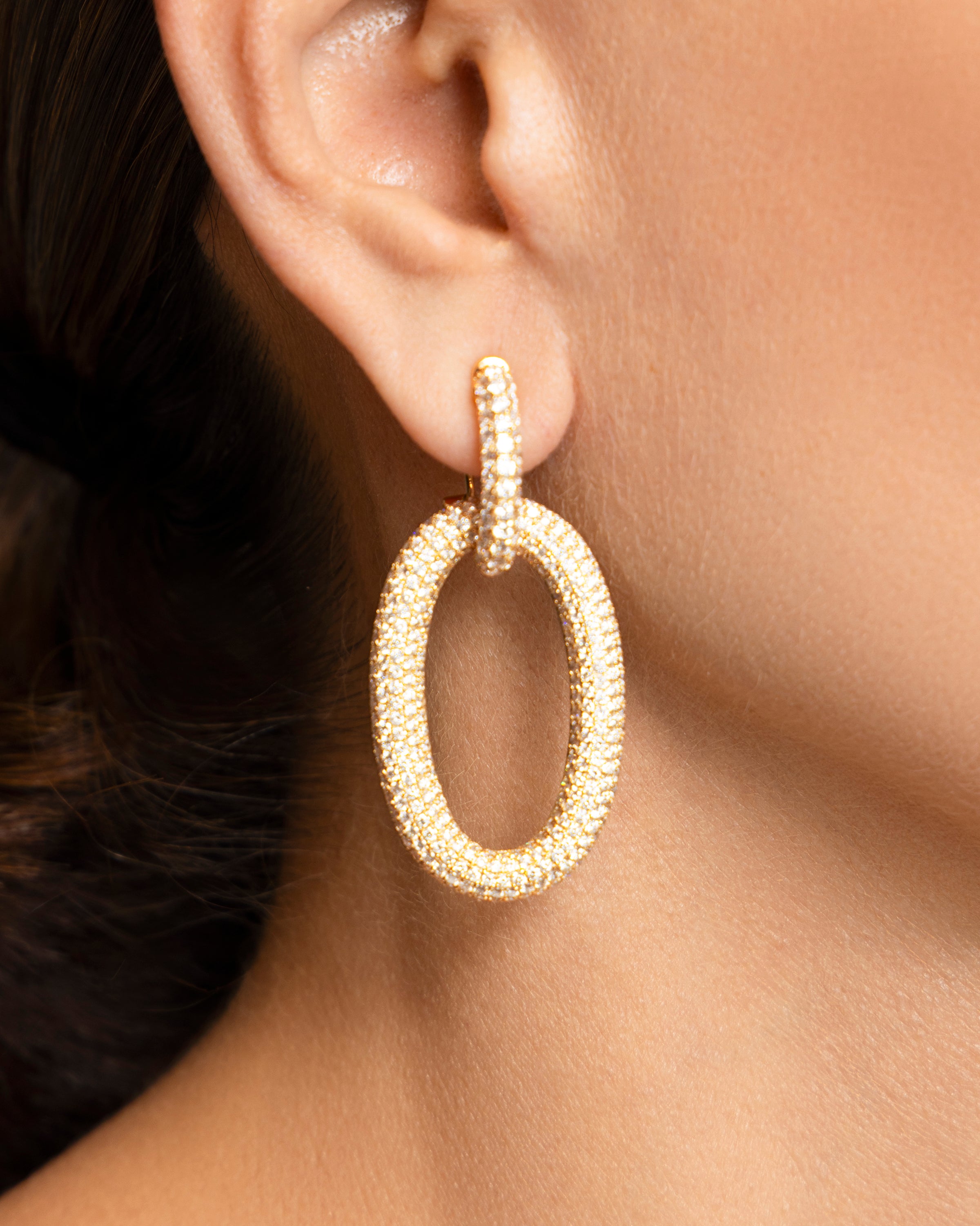 Double Drop Diamond Earrings in Yellow Gold