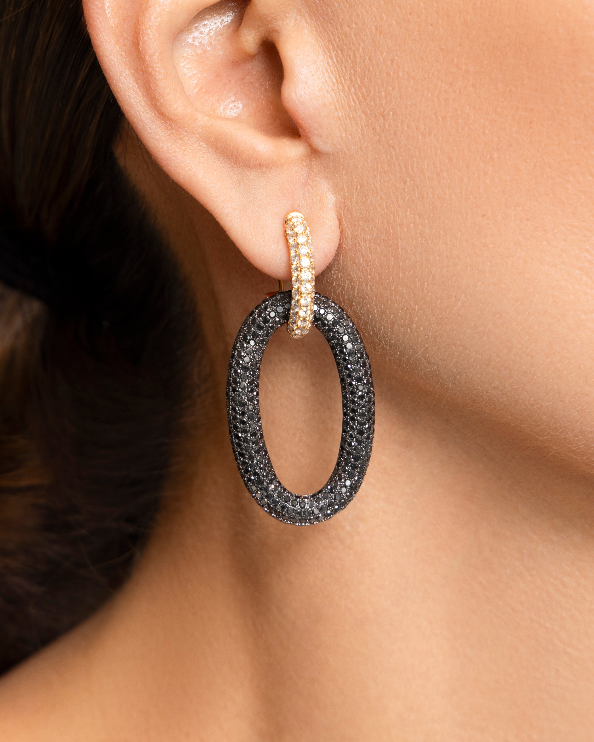 Double Drop Black Diamond Earrings