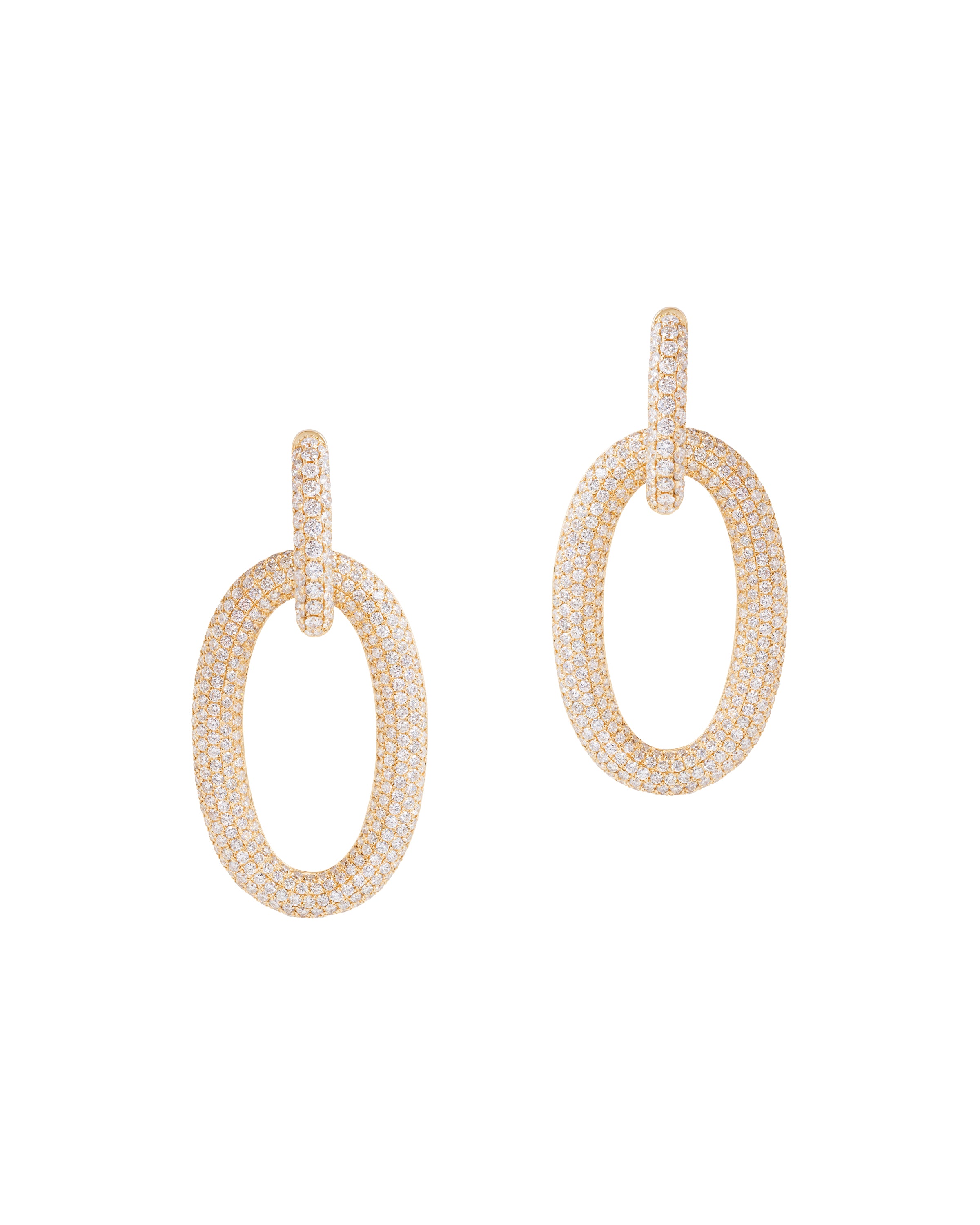 Double Drop Diamond Earrings in Yellow Gold