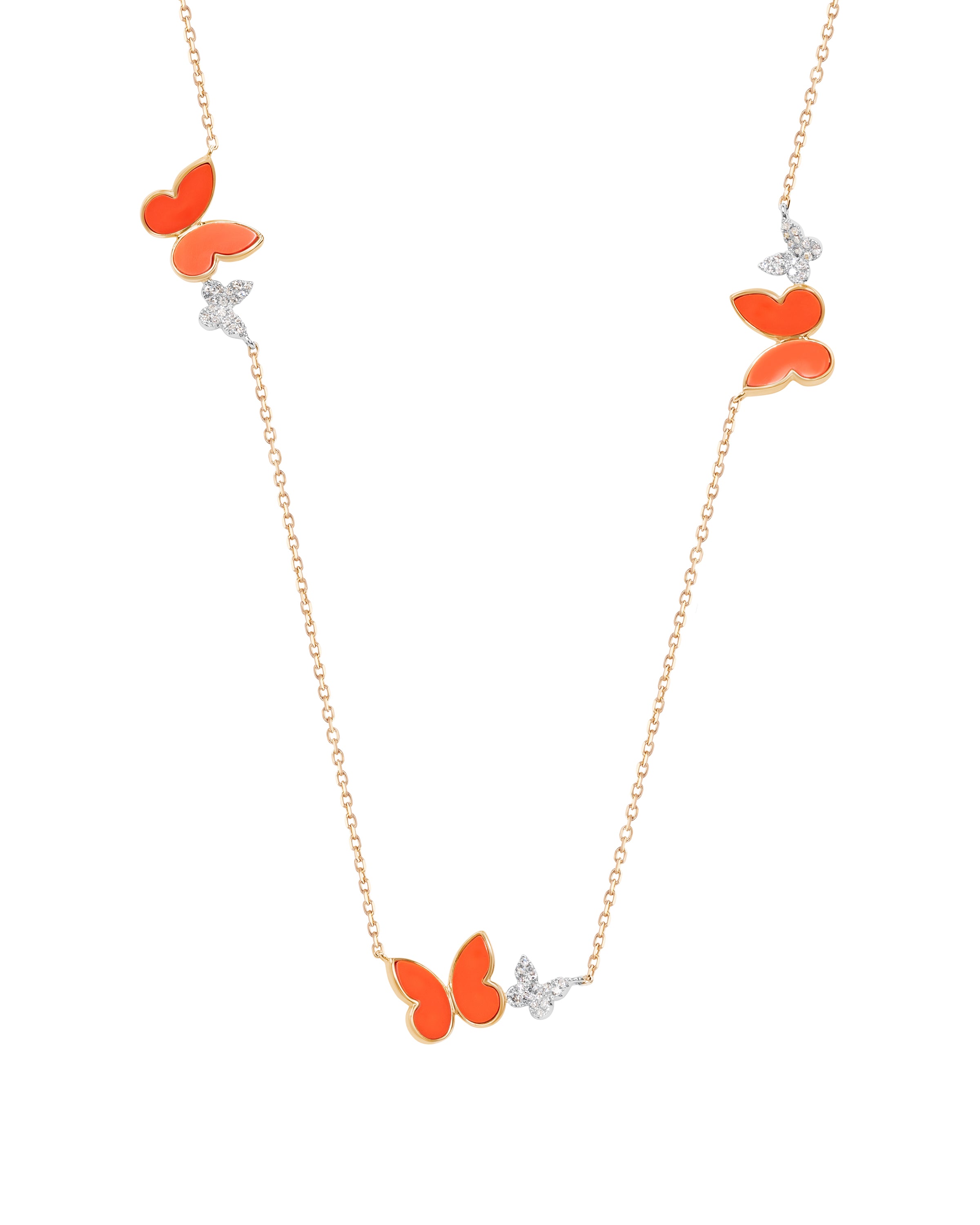 Mini Fauna Butterfly Station Necklace in Coral