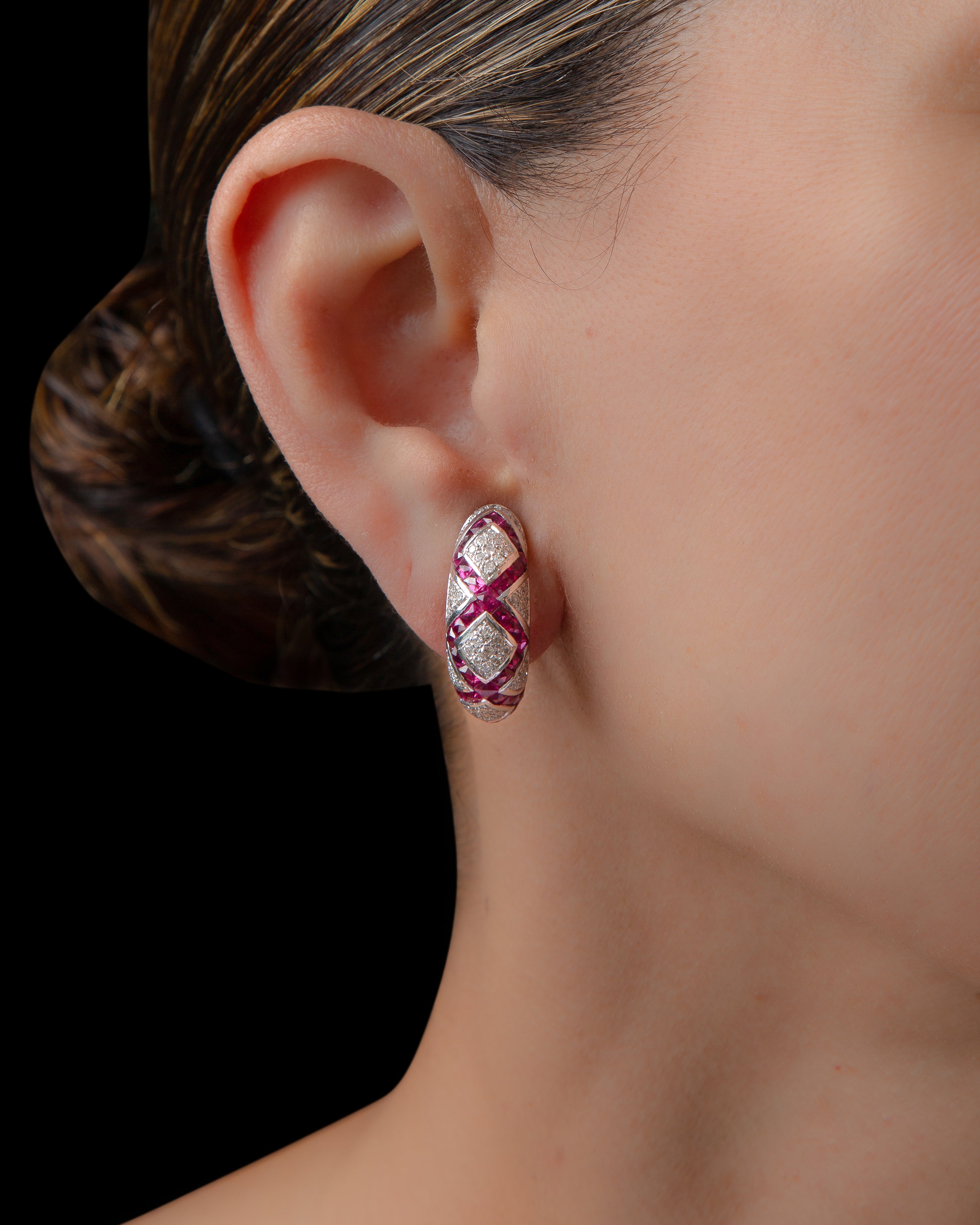 Criss Cross Ruby Earrings