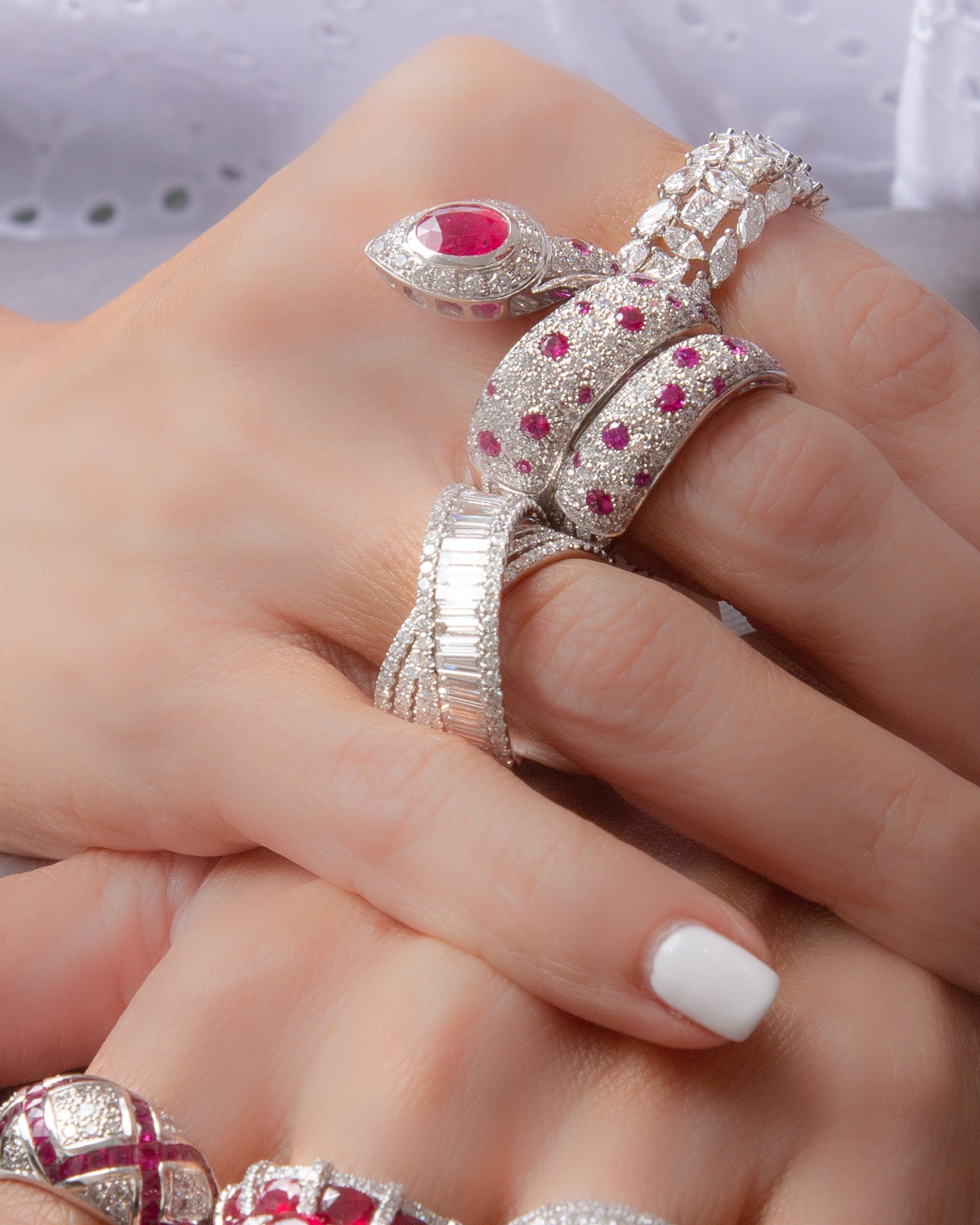 Baguette and Pave Crossover Ring