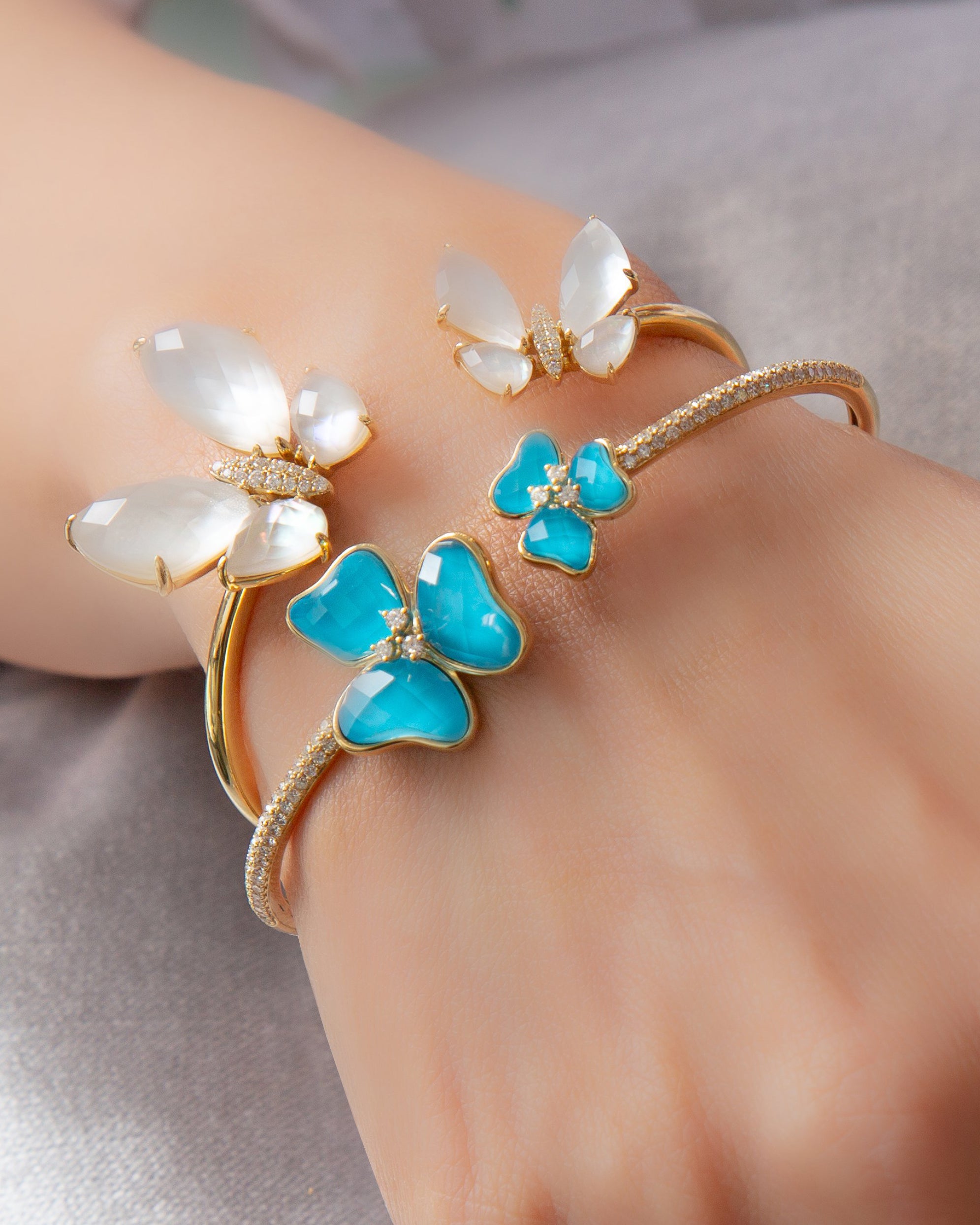 Fauna Double Butterfly Bracelet in Mother of Pearl