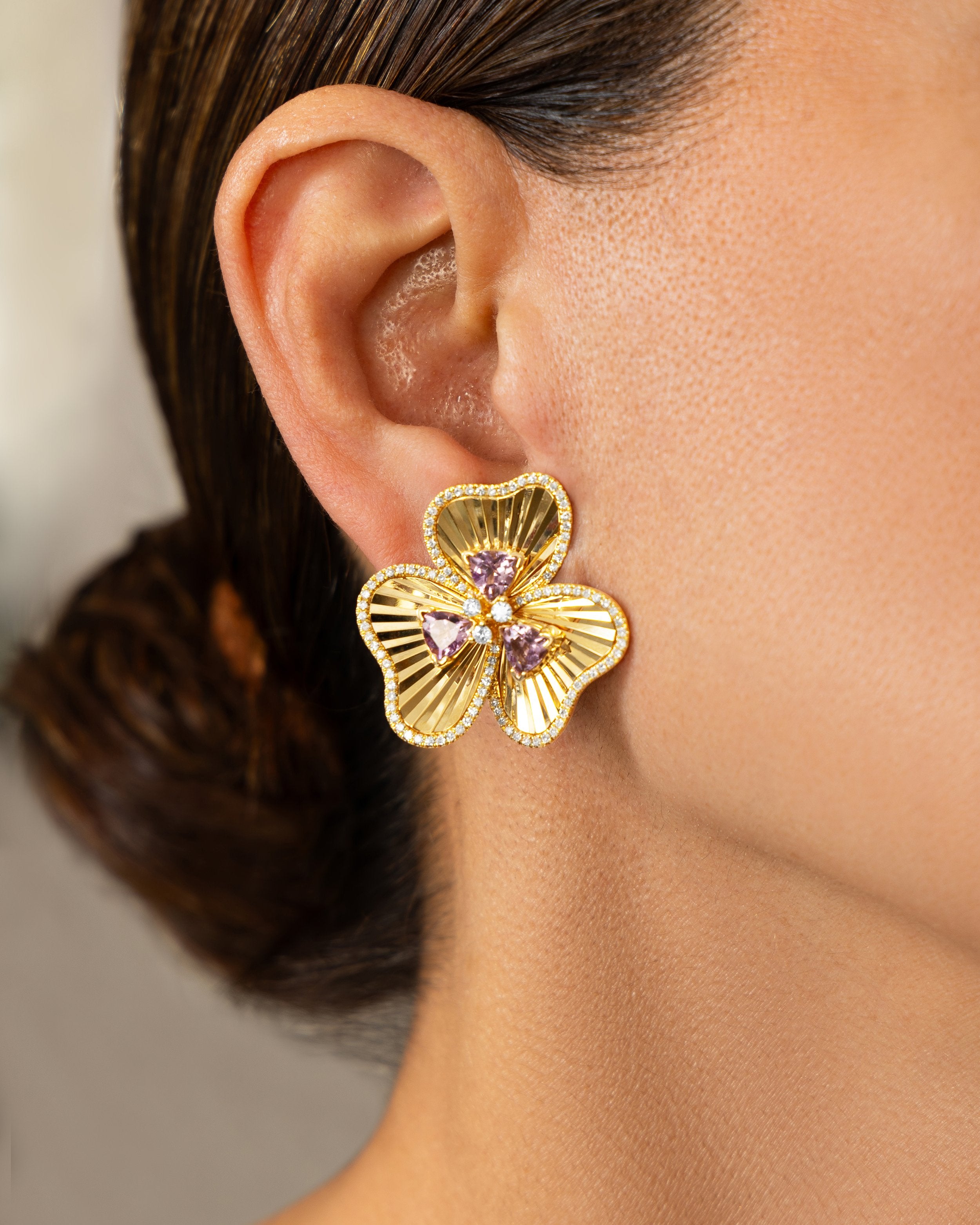 Doré Large Amethyst Dew Drop Earrings