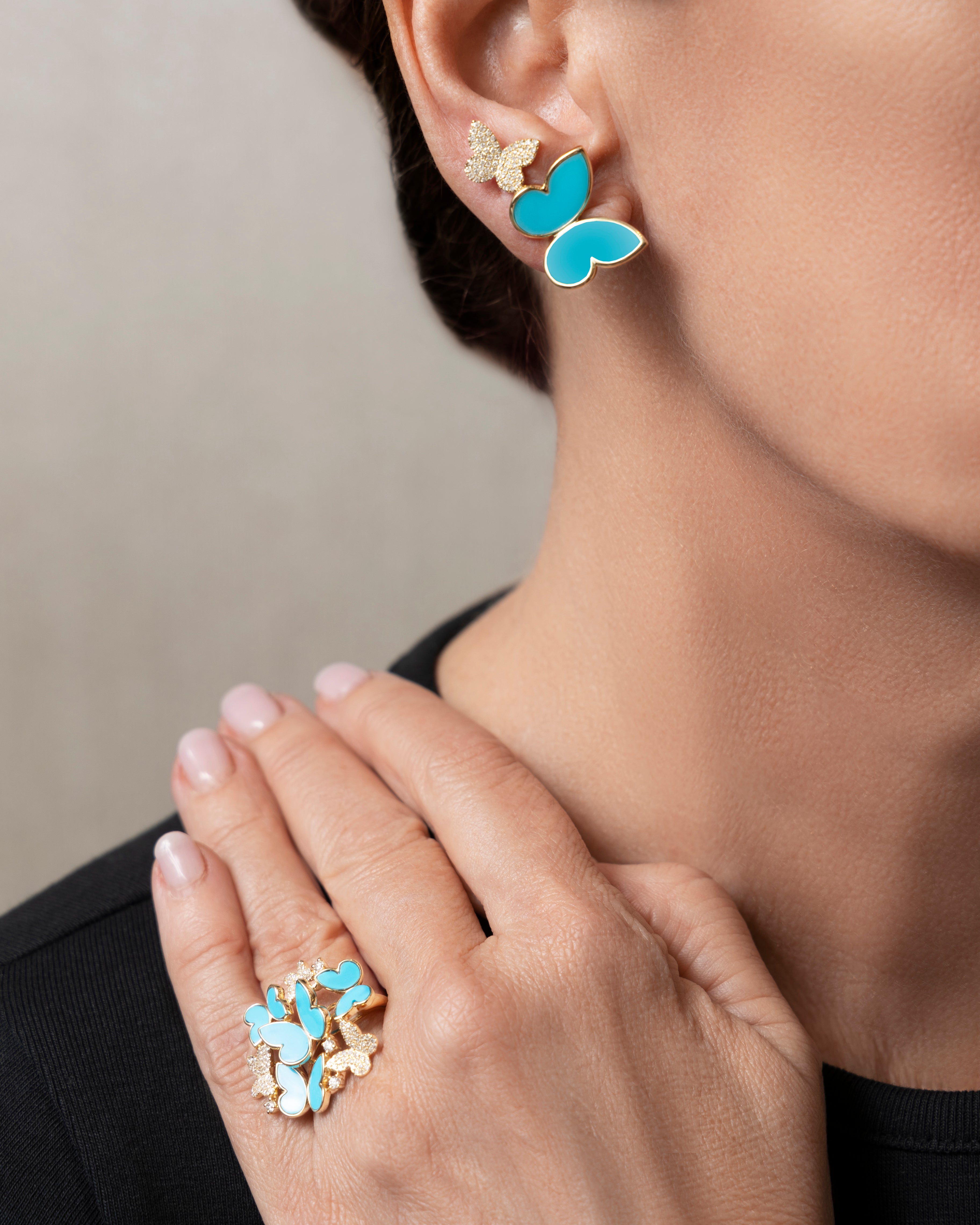 Mini Fauna Large Butterfly Earrings in Turquoise