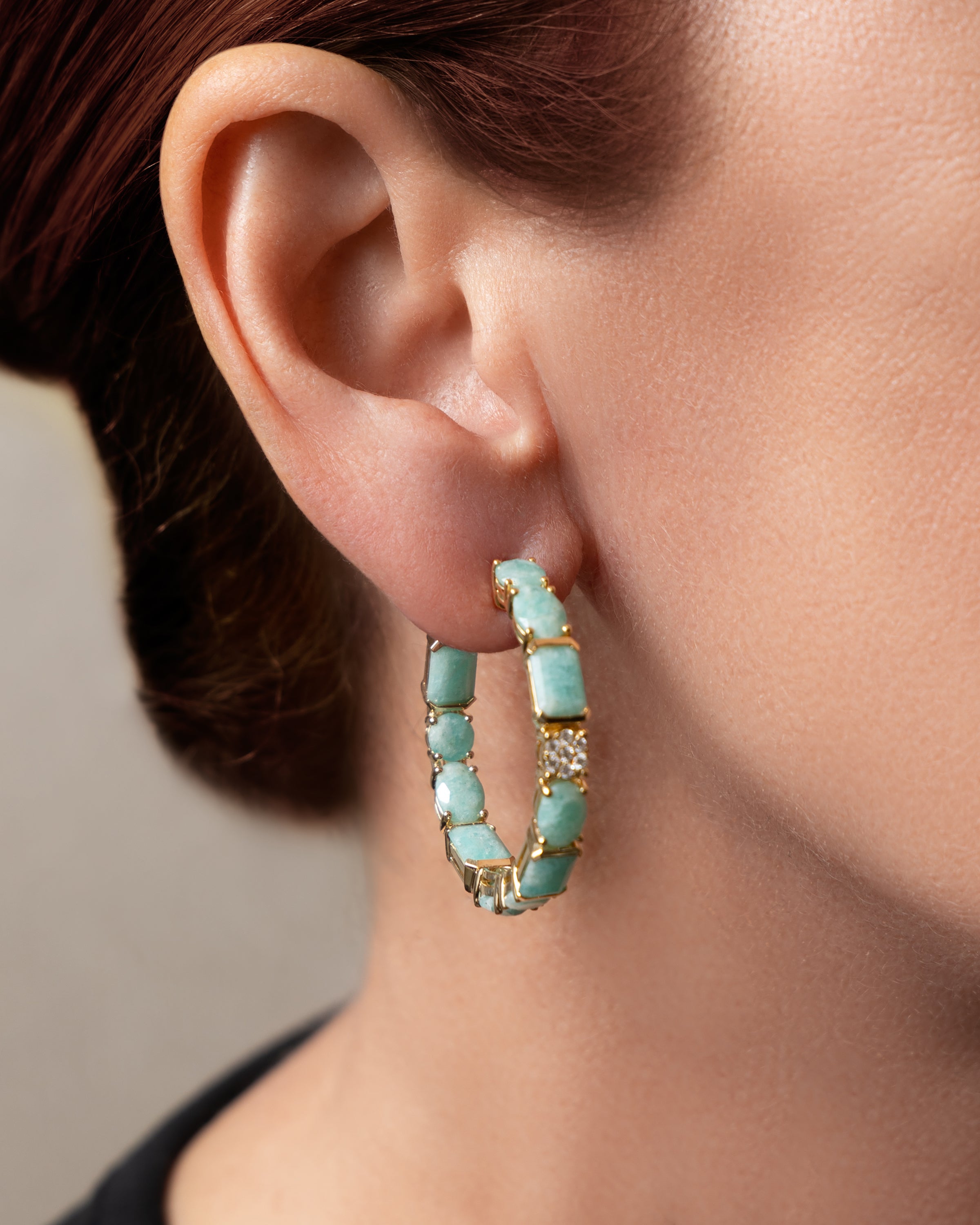 Allegra Hoop in Amazonite and Diamonds