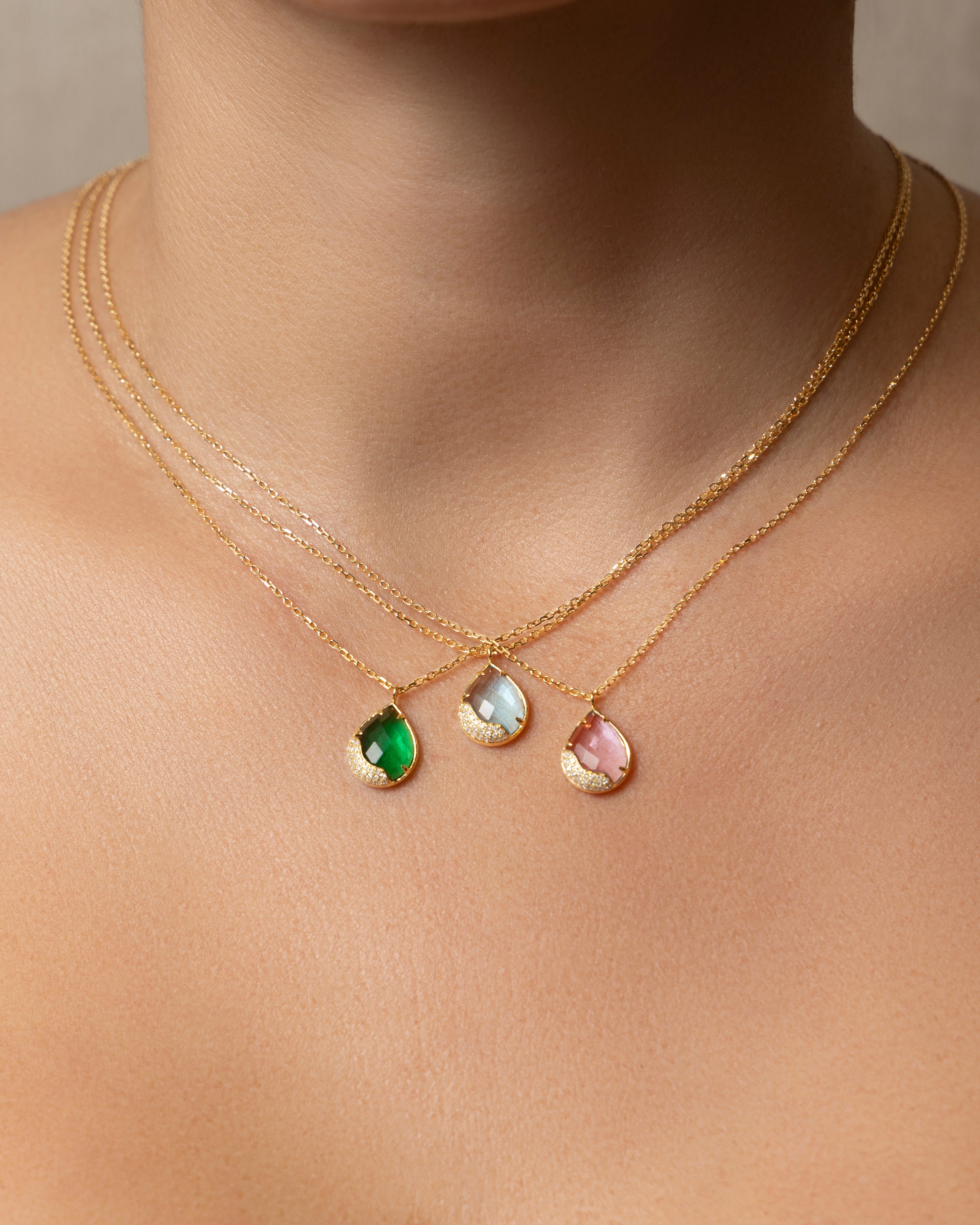 Mia Luna Dew Drop Necklace in Blue Topaz