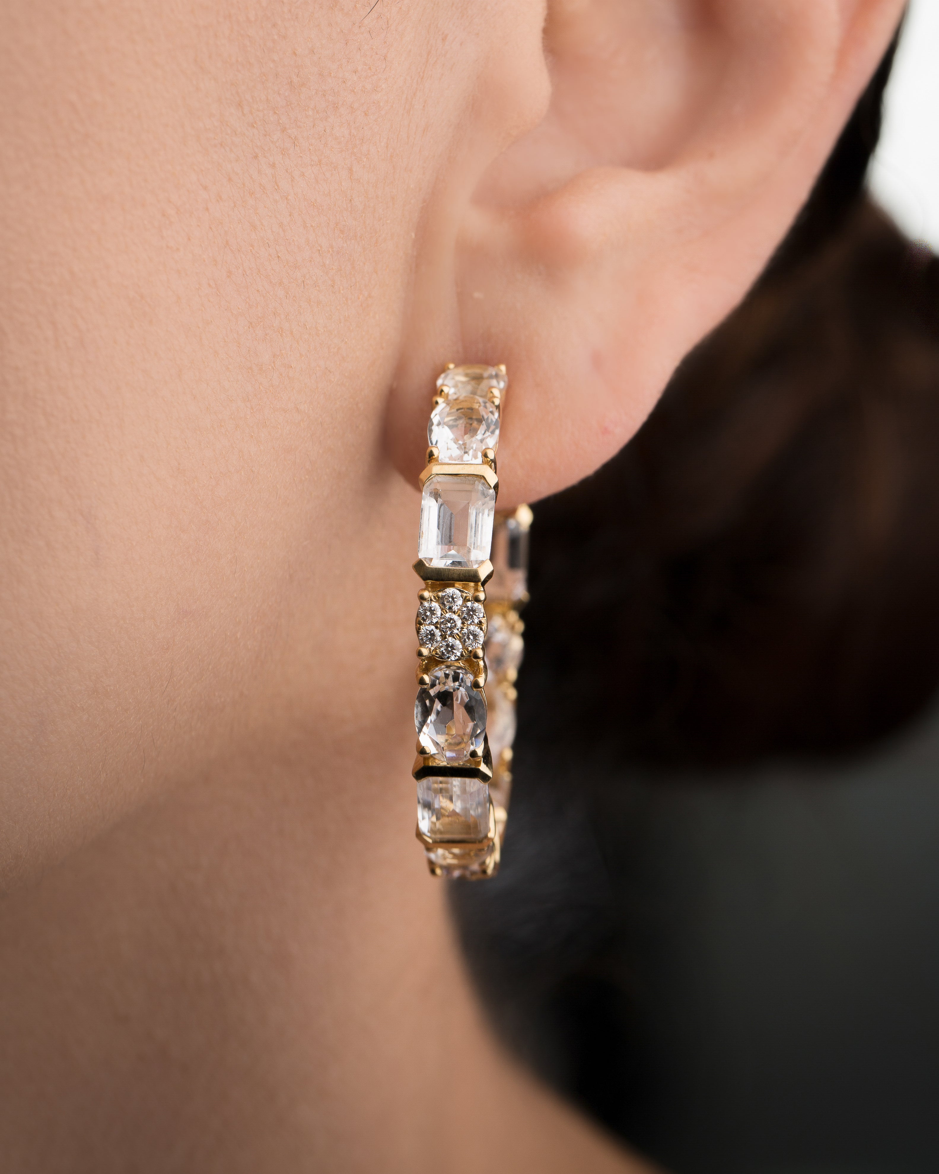 Allegra Hoop in White Topaz and Diamonds