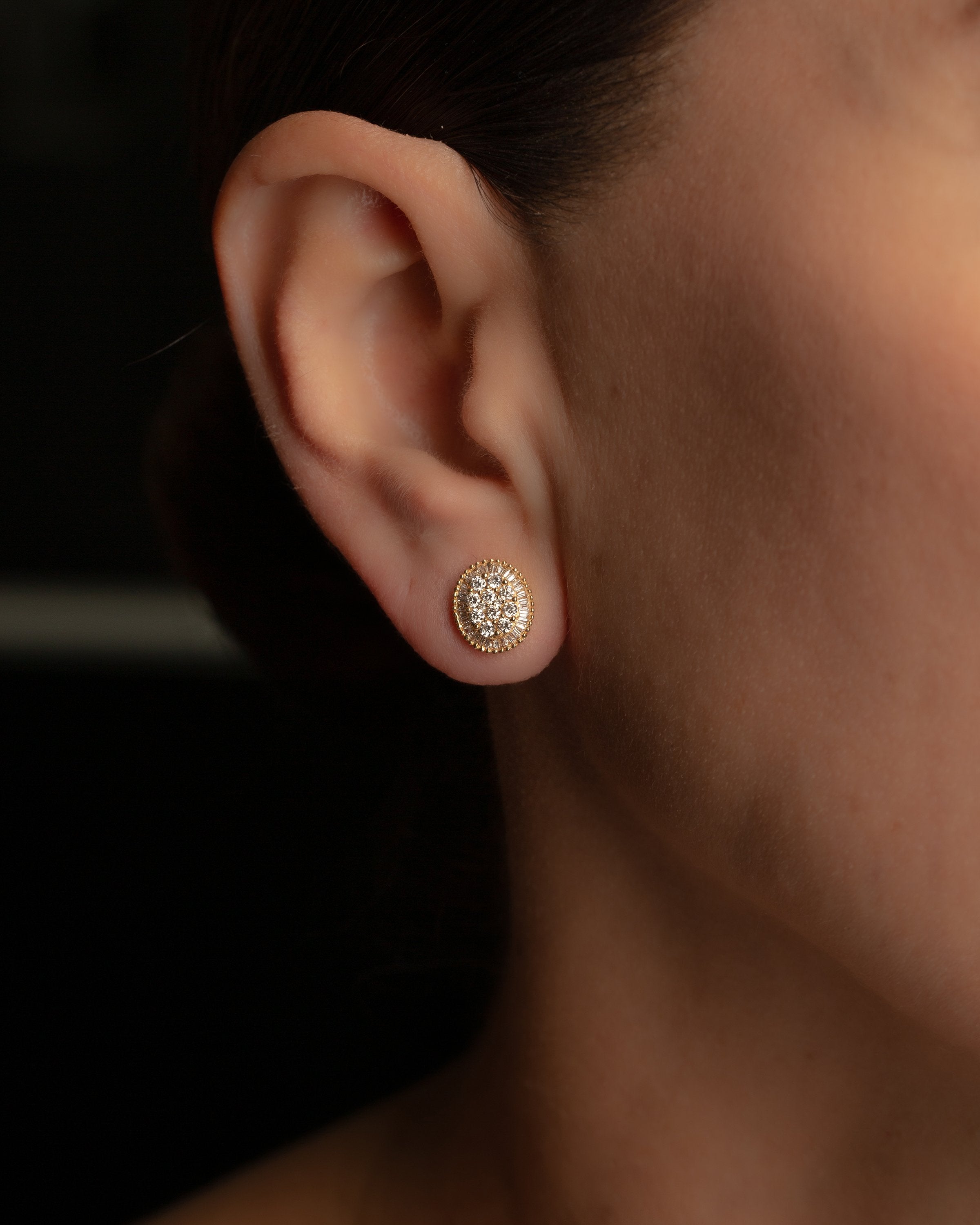 Oval Baguette Diamond Studs