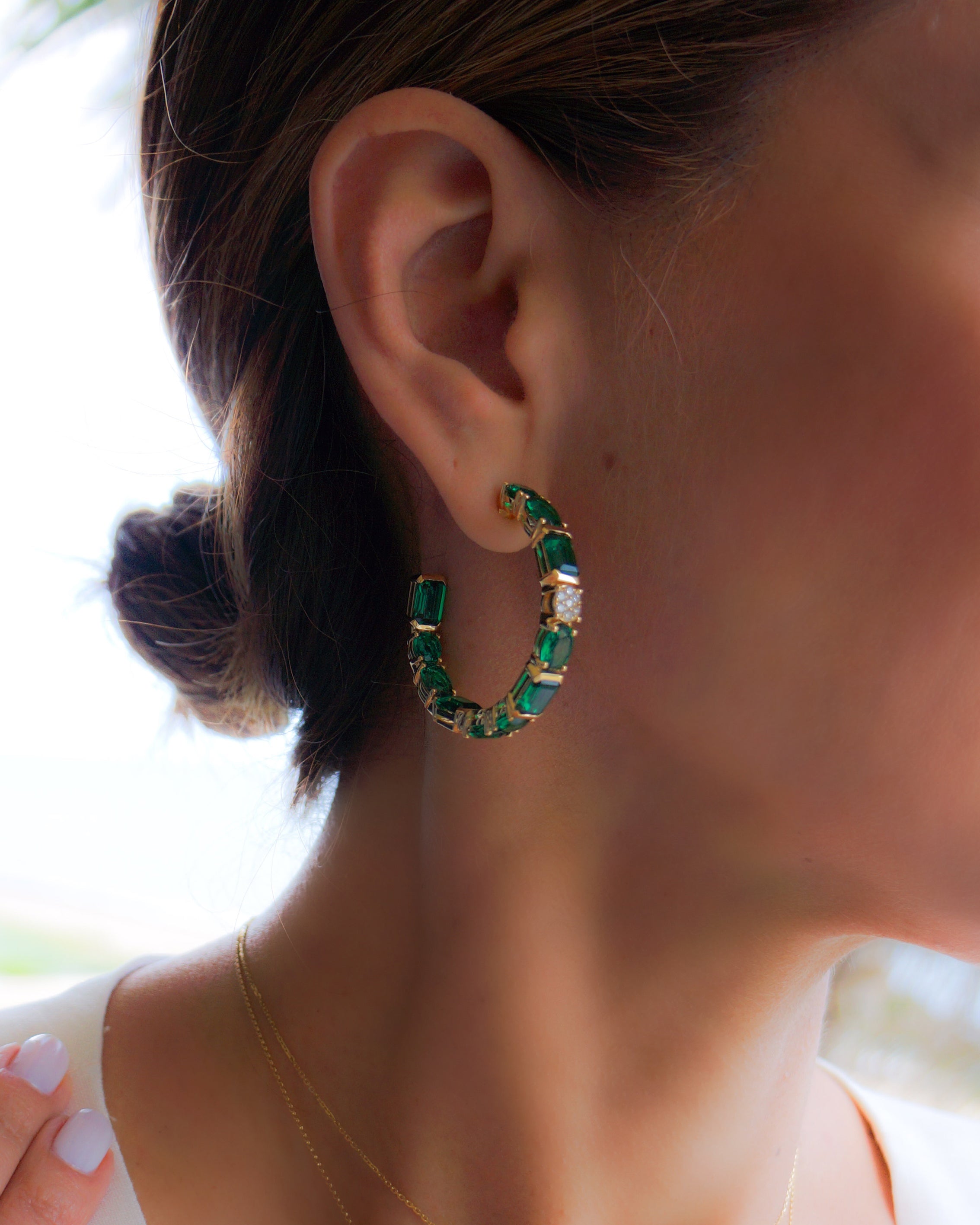 Allegra Hoop in Green Topaz and Diamonds