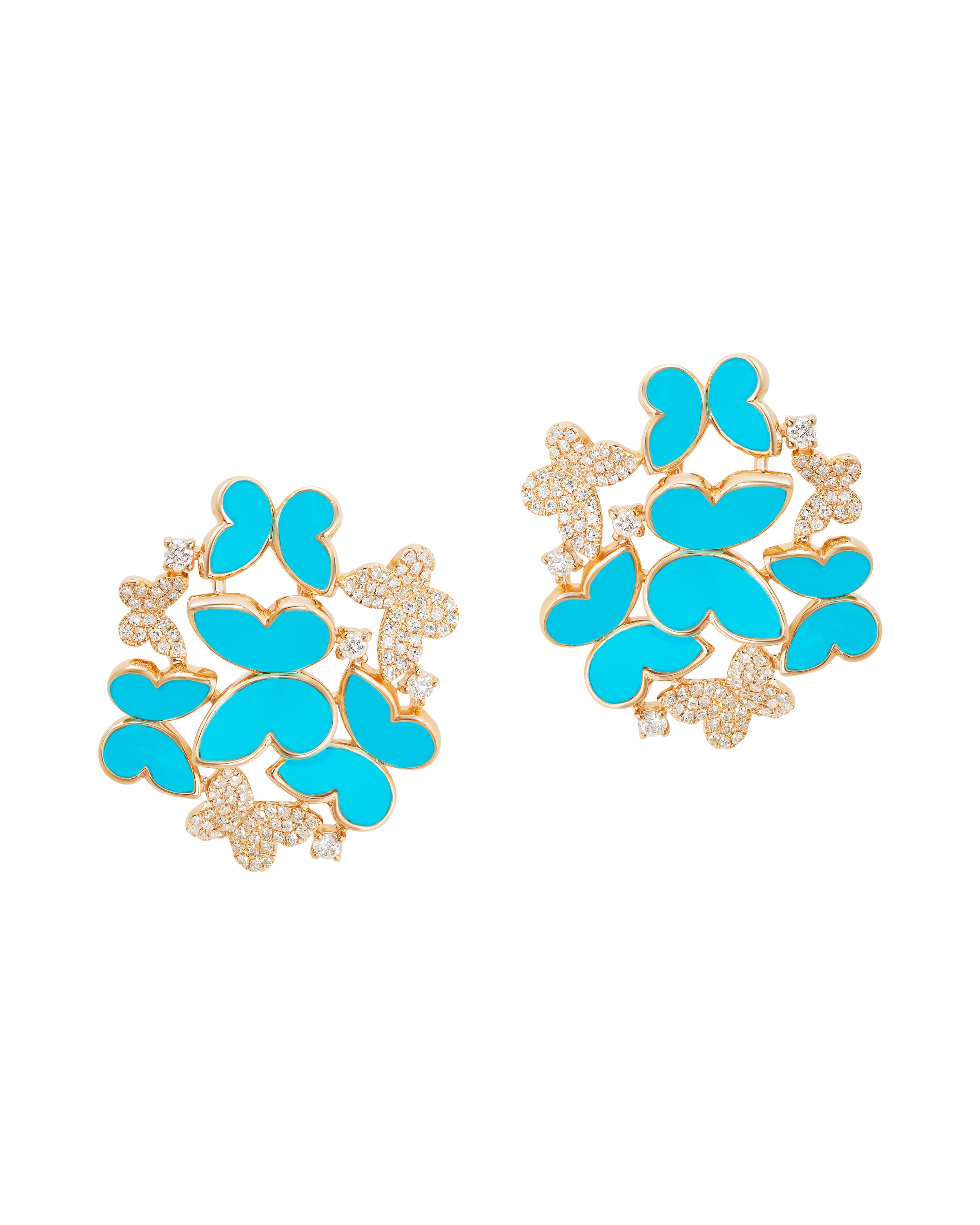 Mini Fauna Butterfly Button Earrings in Turquoise