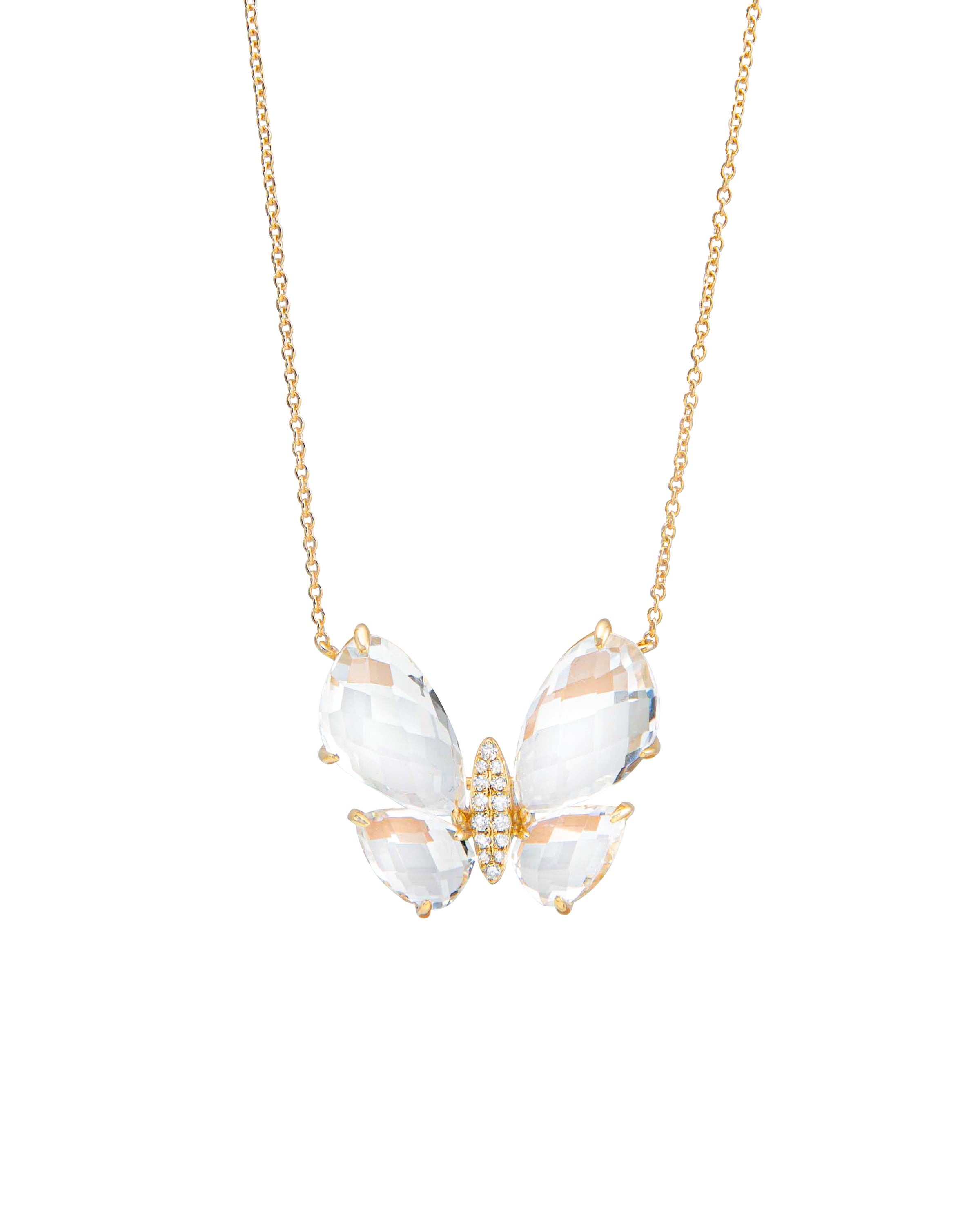 Fauna Large Butterfly Necklace in White Topaz