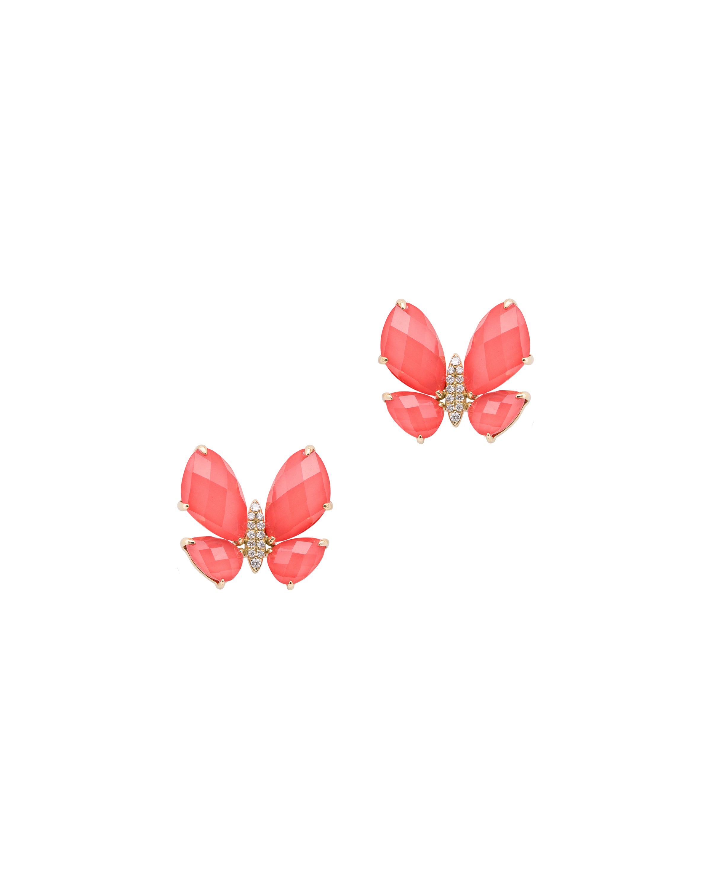 Fauna Small Butterfly Studs in Coral