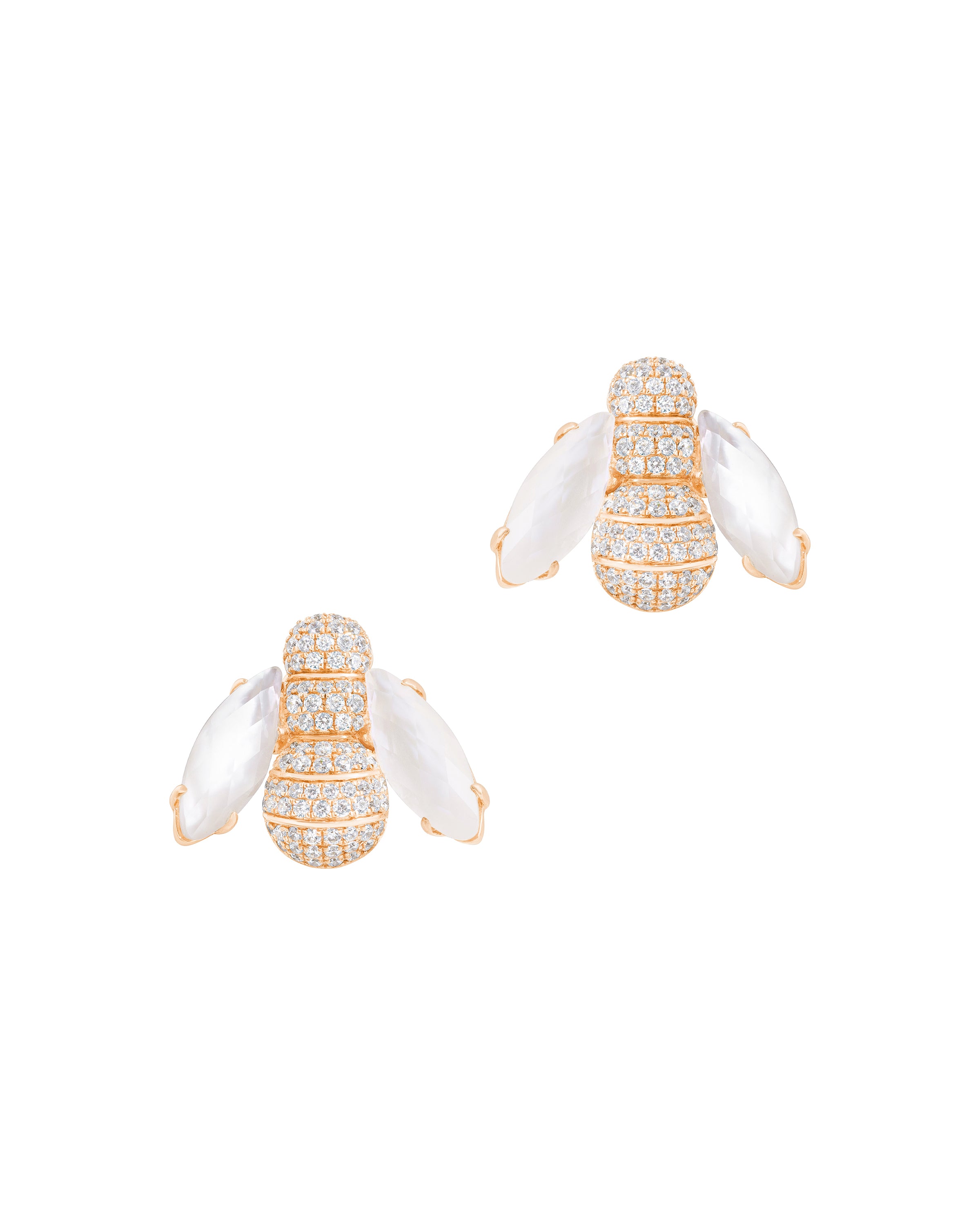 Pannalino Bee Earrings in Mother of Pearl and White Topaz